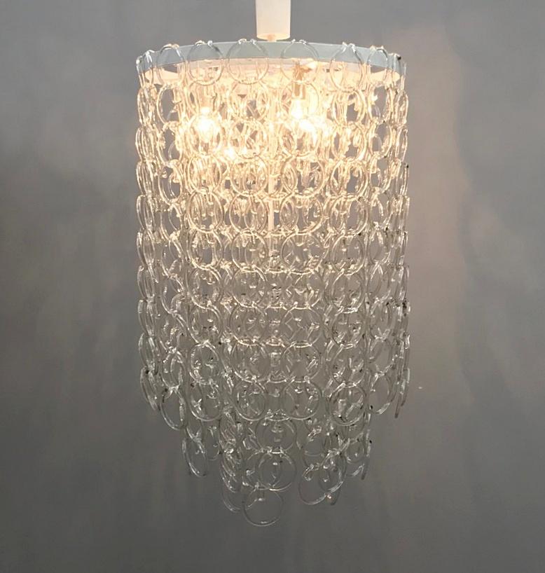 Mid-Century Modern Italian Glass Link Chandelier, a Pair Available For Sale