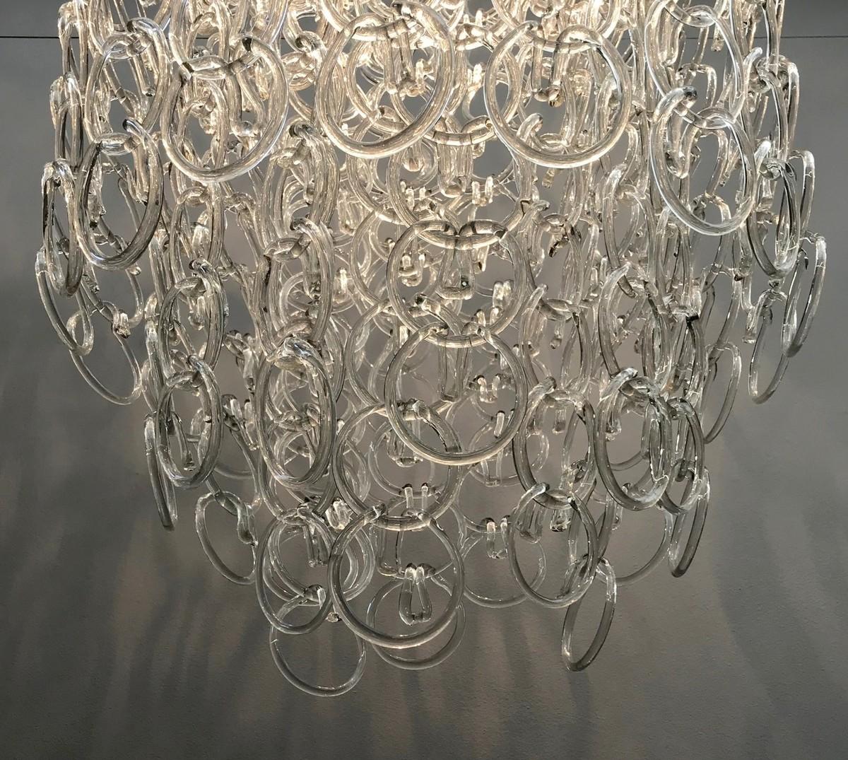Italian Glass Link Chandelier, a Pair Available In Good Condition For Sale In Brussels, BE
