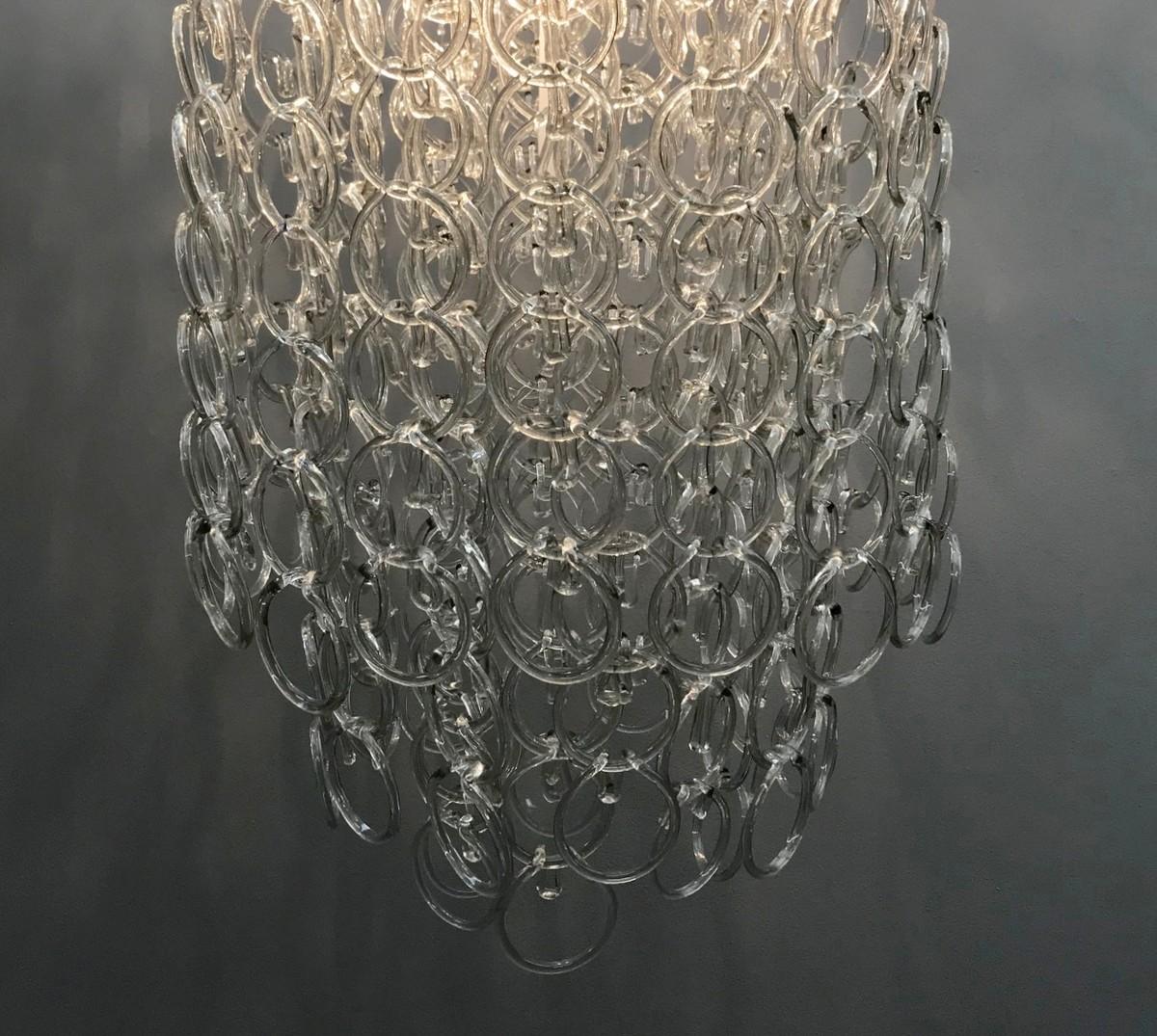 Italian Glass Link Chandelier, a Pair Available For Sale 2