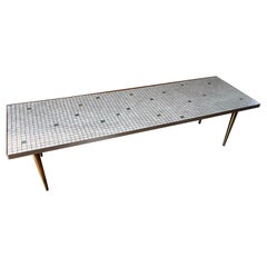 Italian Glass Mosaic Brass Frame & Legs Coffee Table, c. 1950