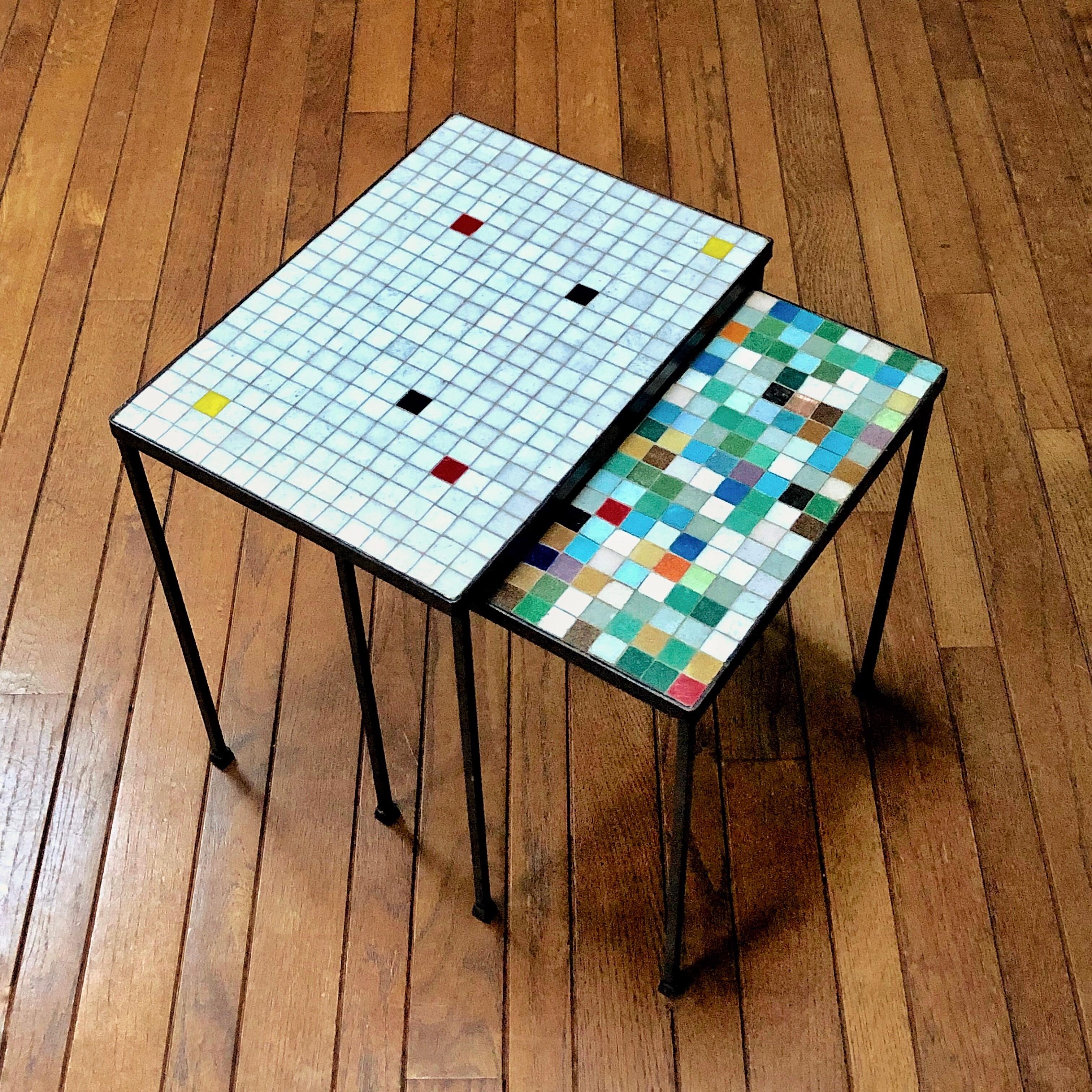 Italian Glass Mosaic Tile-Top Nesting Tables 6