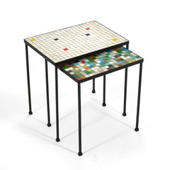Italian Glass Mosaic Tile-Top Nesting Tables