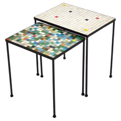 Italian Glass Mosaic Tile-Top Nesting Tables
