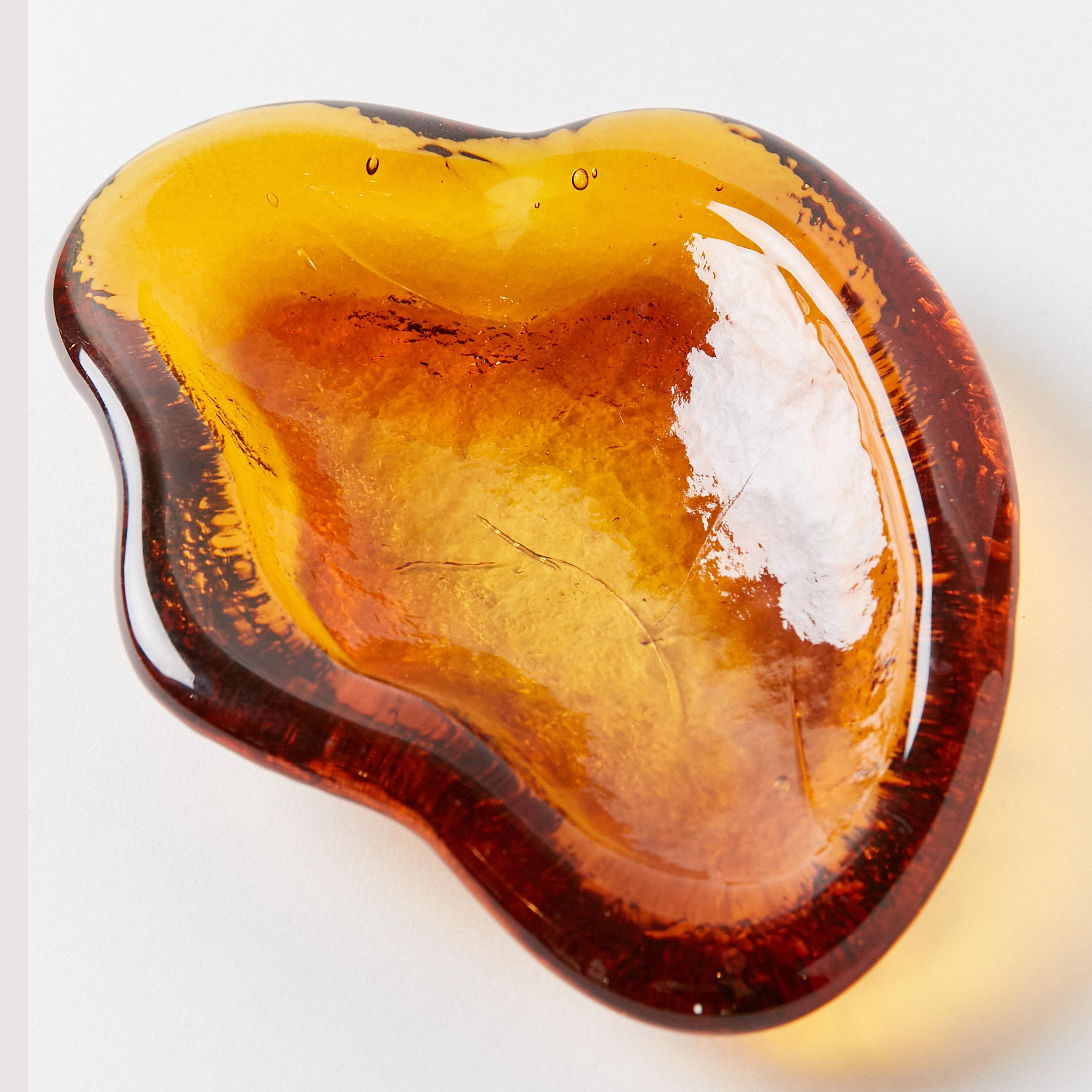 Mid-Century Modern Italian Glass Organic Shallow Bowl For Sale