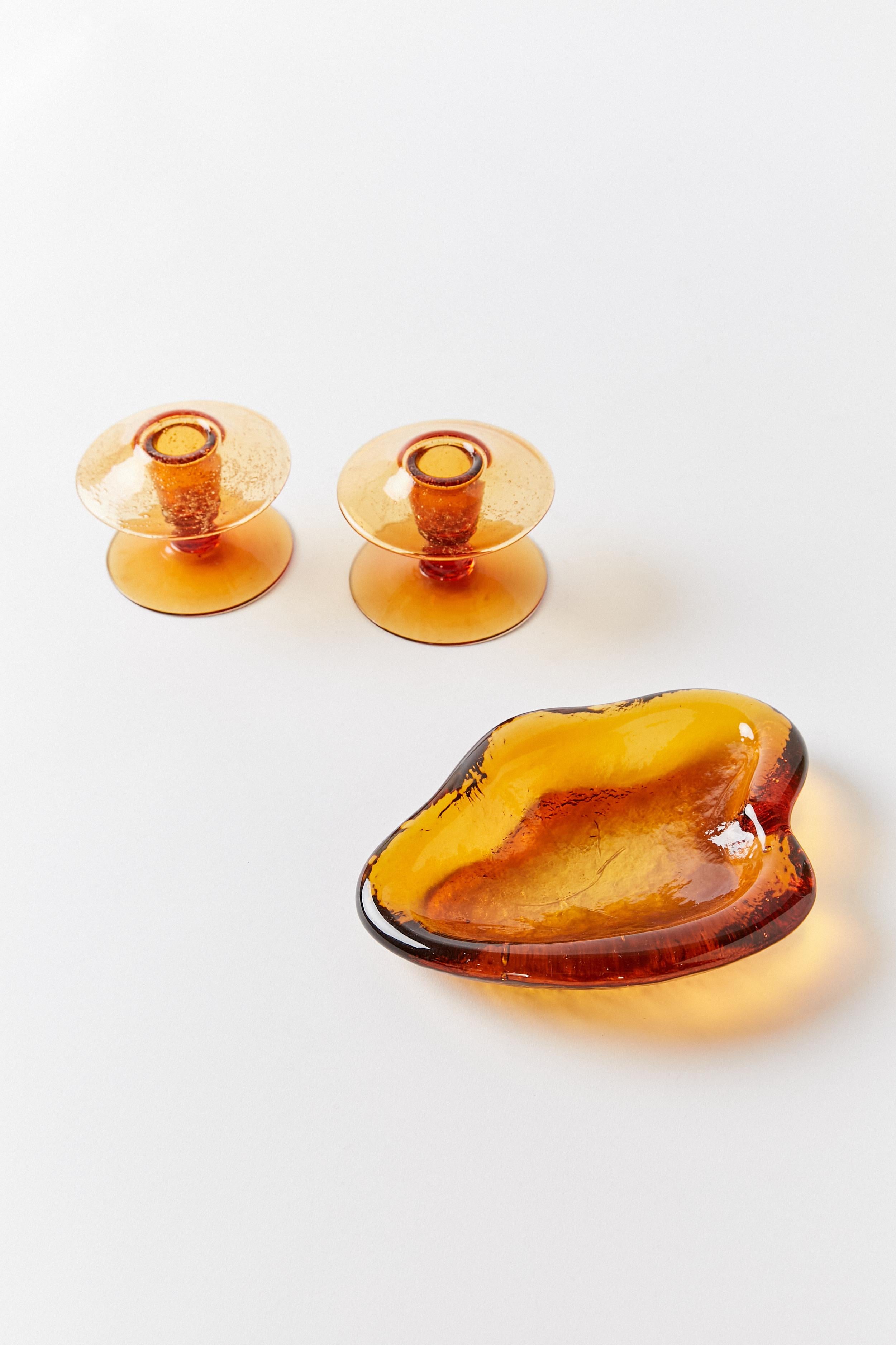 20th Century Italian Glass Organic Shallow Bowl For Sale