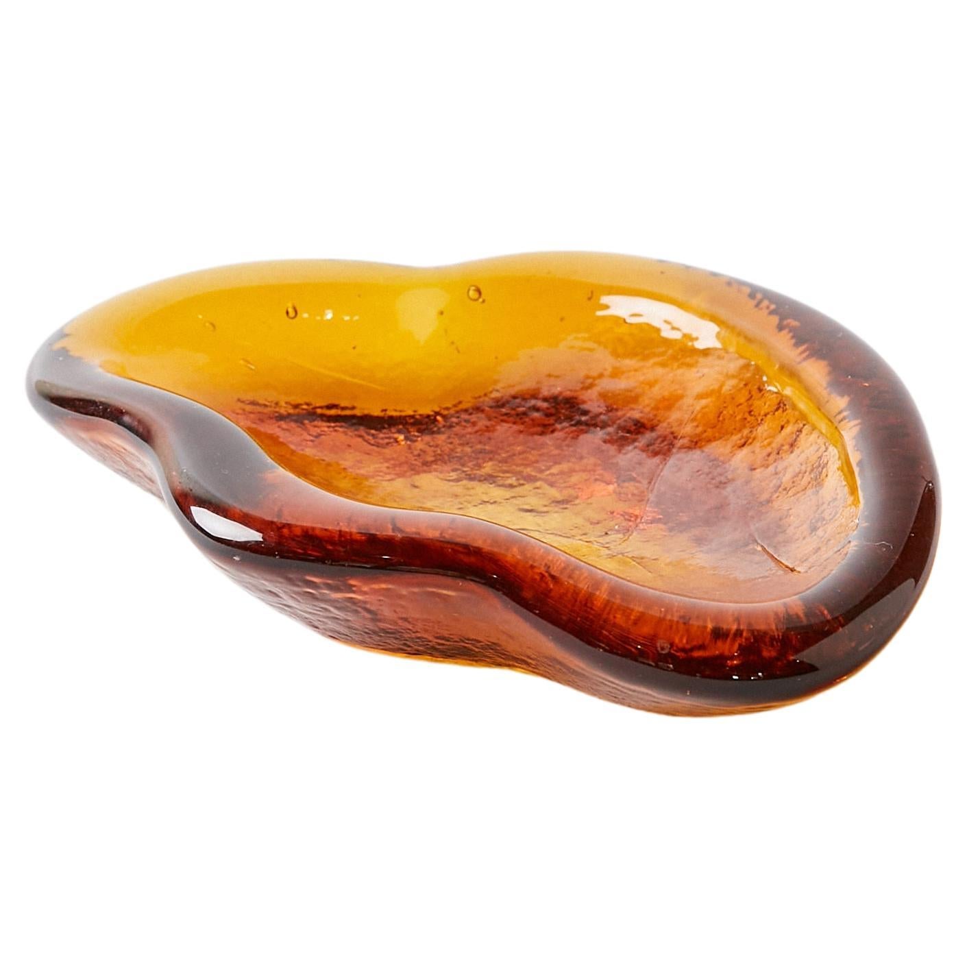 Italian Glass Organic Shallow Bowl