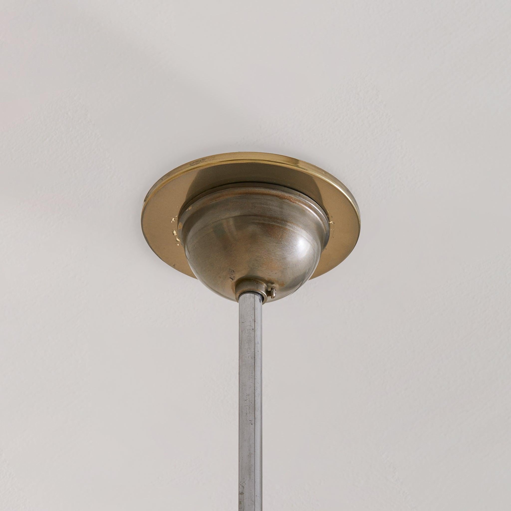 Italian Glass Paneled Pendant in the Manner of Fontana Arte, 1950s In Good Condition For Sale In Chicago, IL
