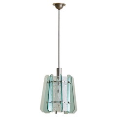 Italian Glass Paneled Pendant in the Manner of Fontana Arte, 1950s