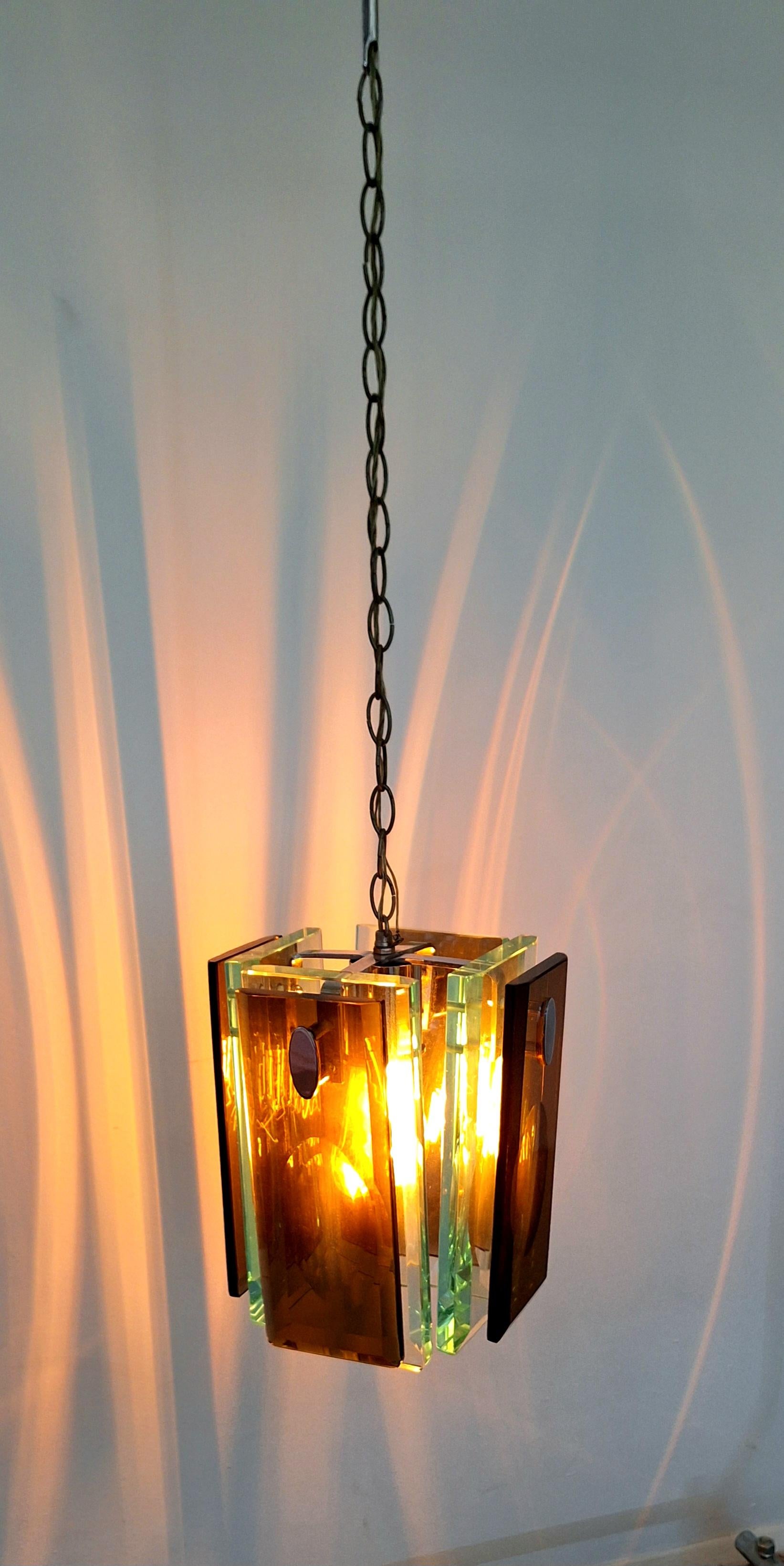 Italian Glass  Pendant  attributed to Max Ingrand  In Good Condition For Sale In Los Angeles, CA