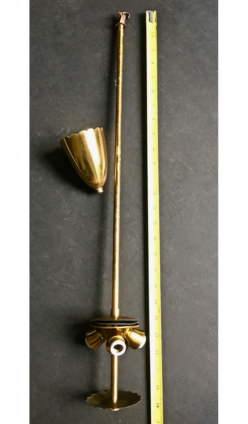 Italian Glass Pendant Light with Decorative Brass Frame, Mid-20th Century  8