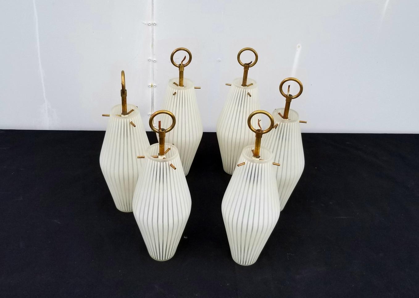 Mid-20th Century Italian  set of Three Glass Pendants by Massimo Vignelli For Sale