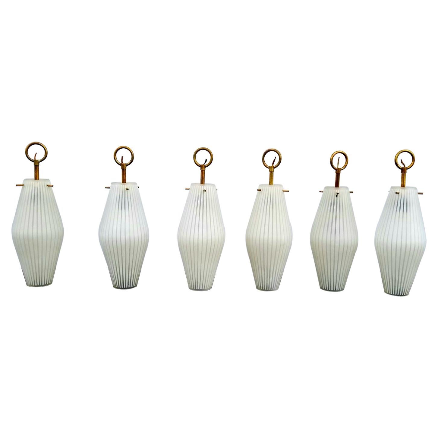 Italian  set of Three Glass Pendants by Massimo Vignelli For Sale