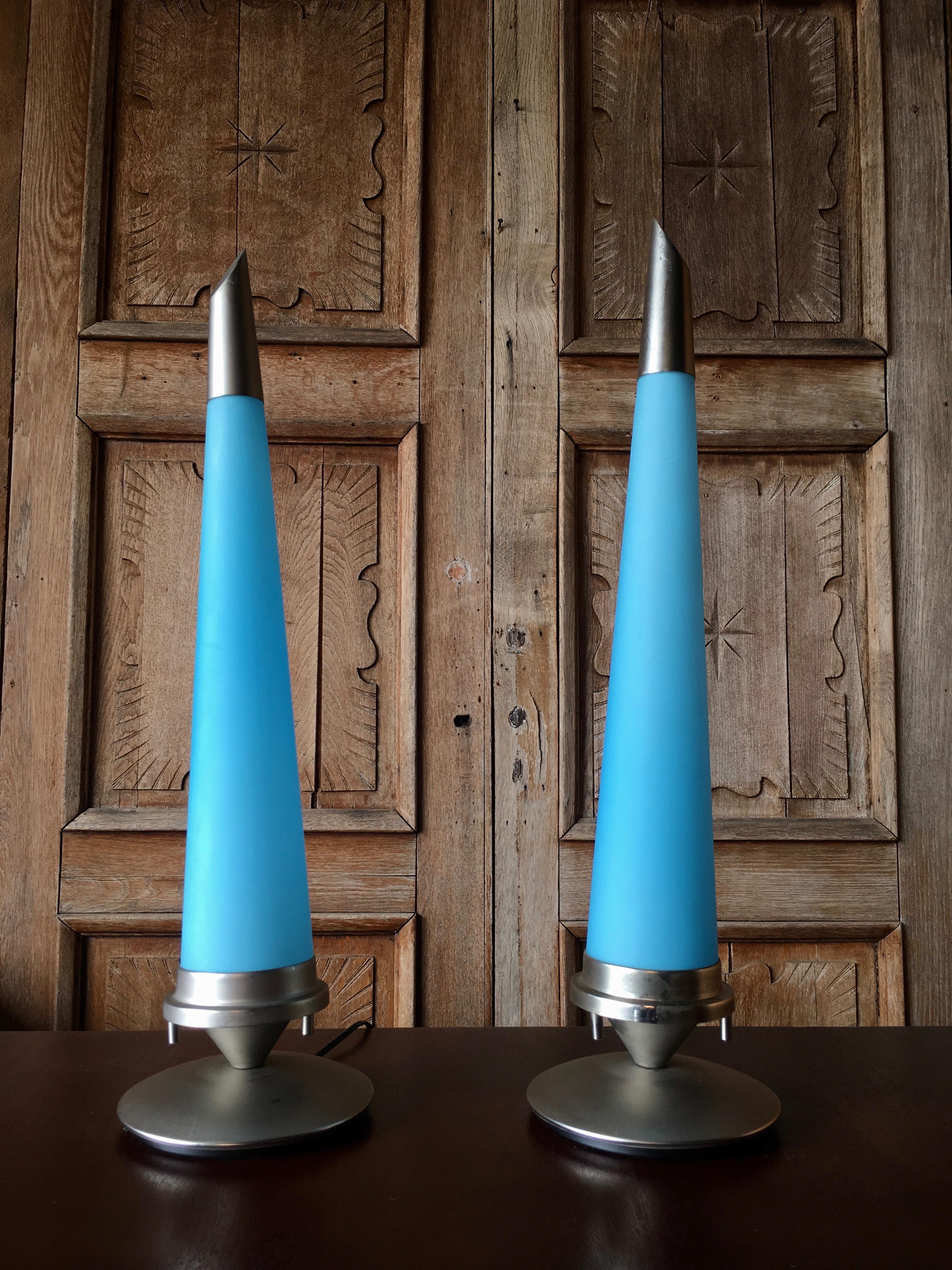 Italian Glass Spike Lamps In Good Condition For Sale In Denton, TX