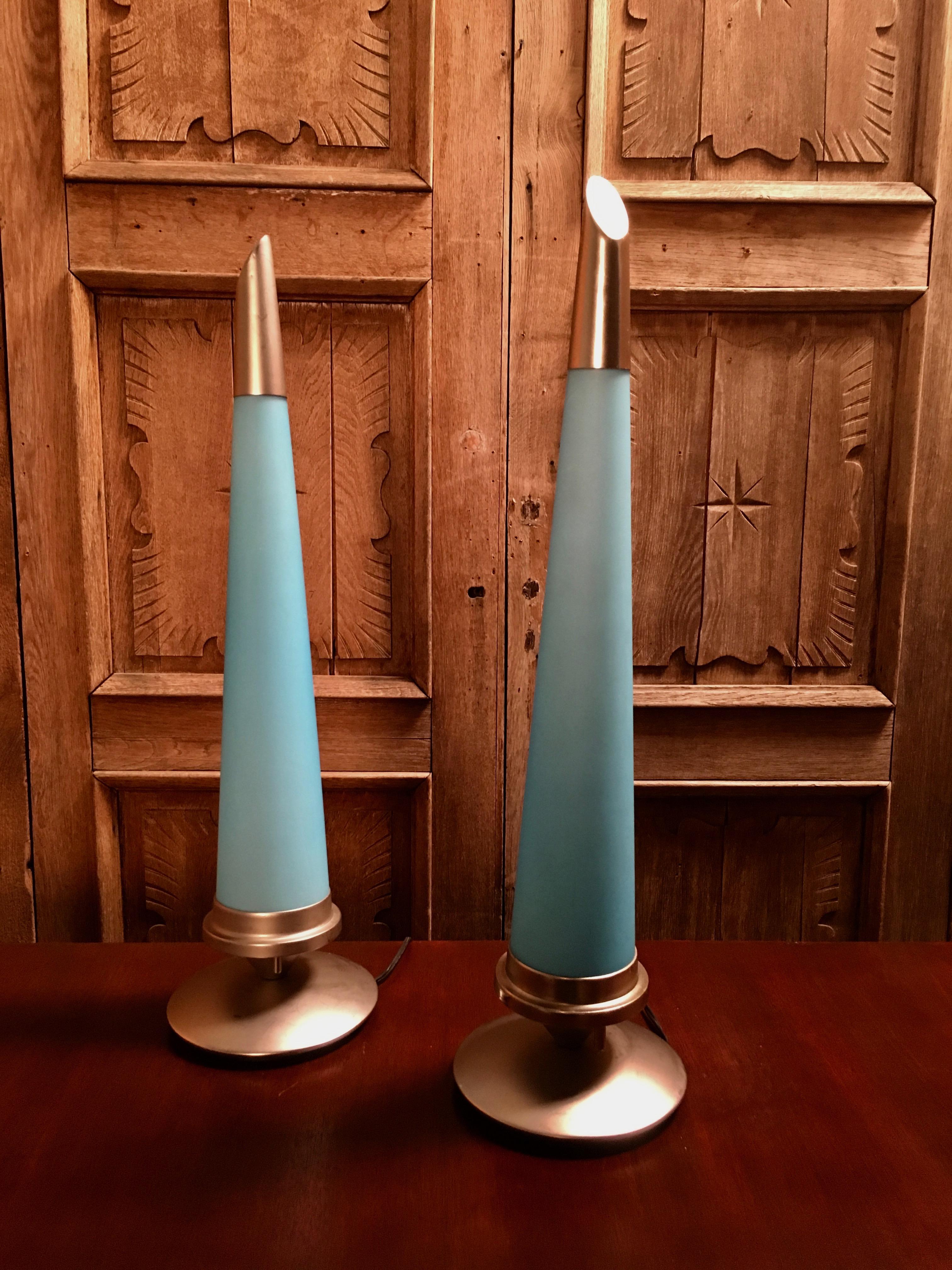20th Century Italian Glass Spike Lamps For Sale