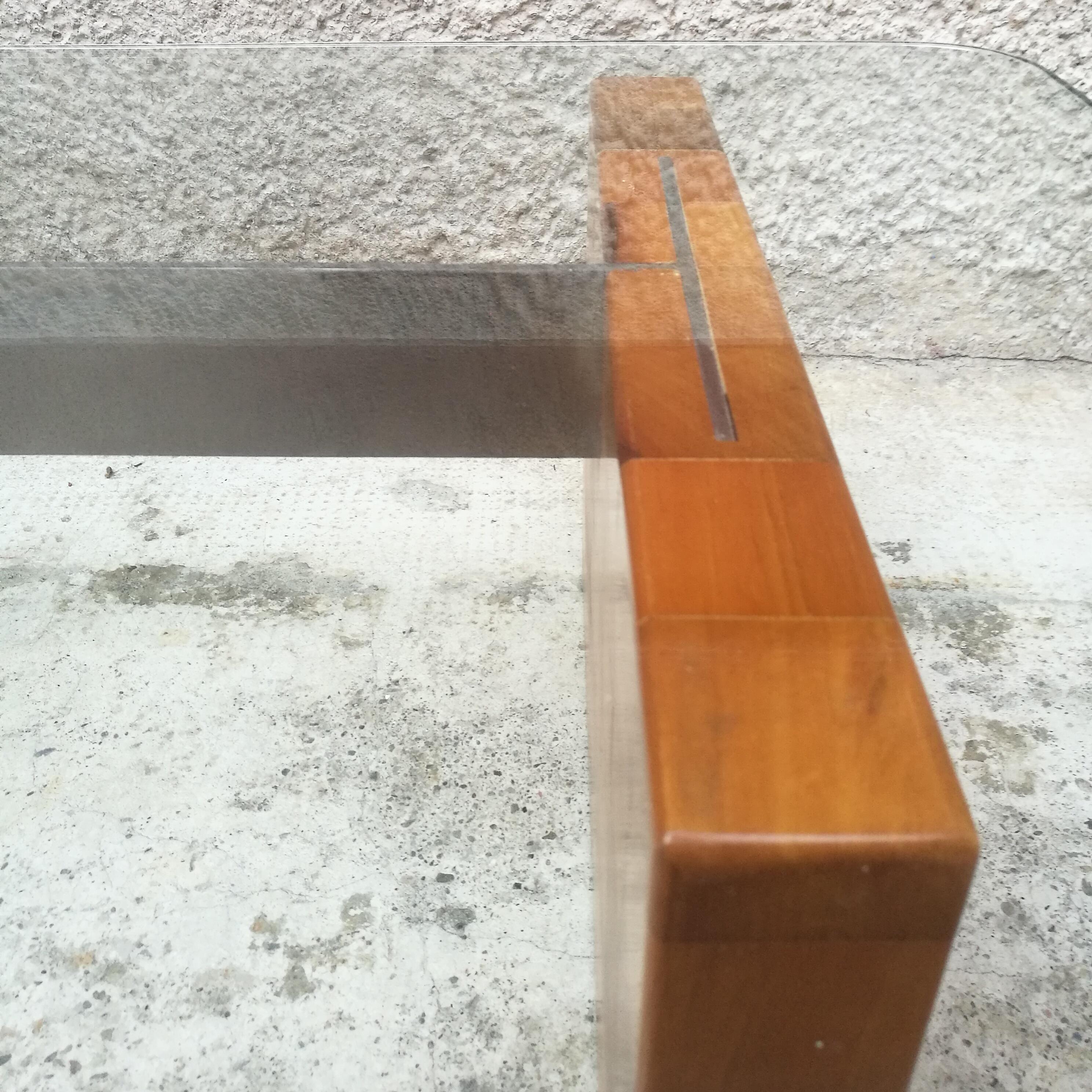 glass top wood base coffee table