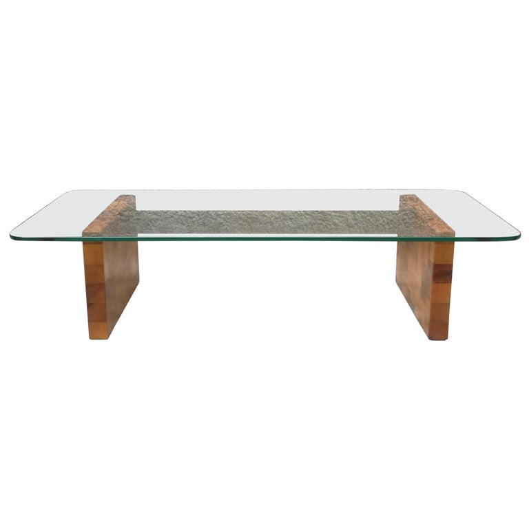 Wooden Base Glass Top Coffee Table, Coffee Table With Glass Top And Wood Bottom