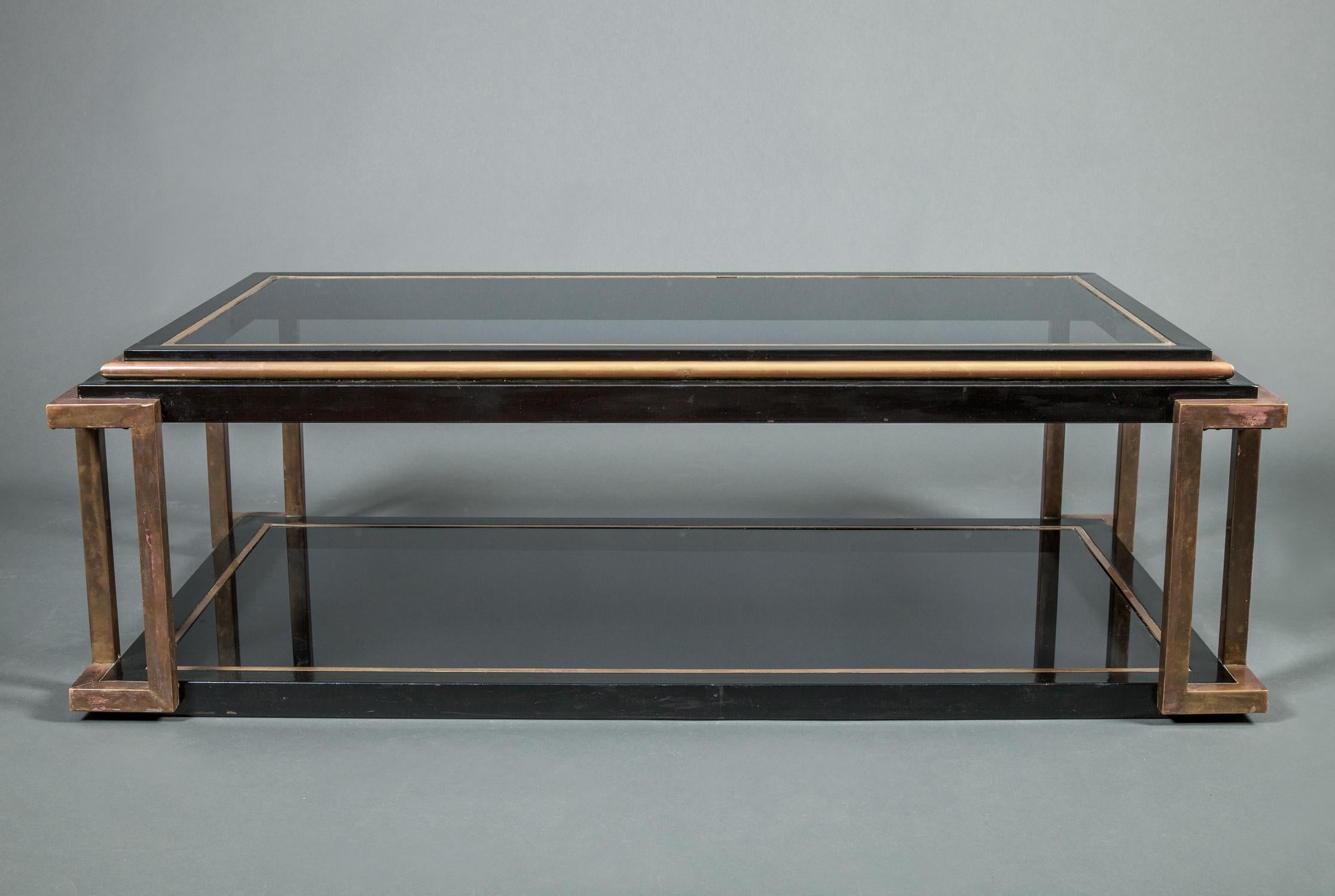 Italian glass top cocktail table. Attributed to Romeo Rega.