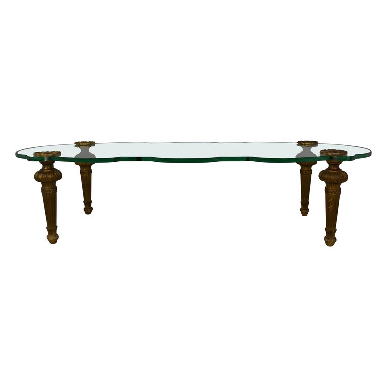 Italian Glass Top Coffee Table at 1stDibs