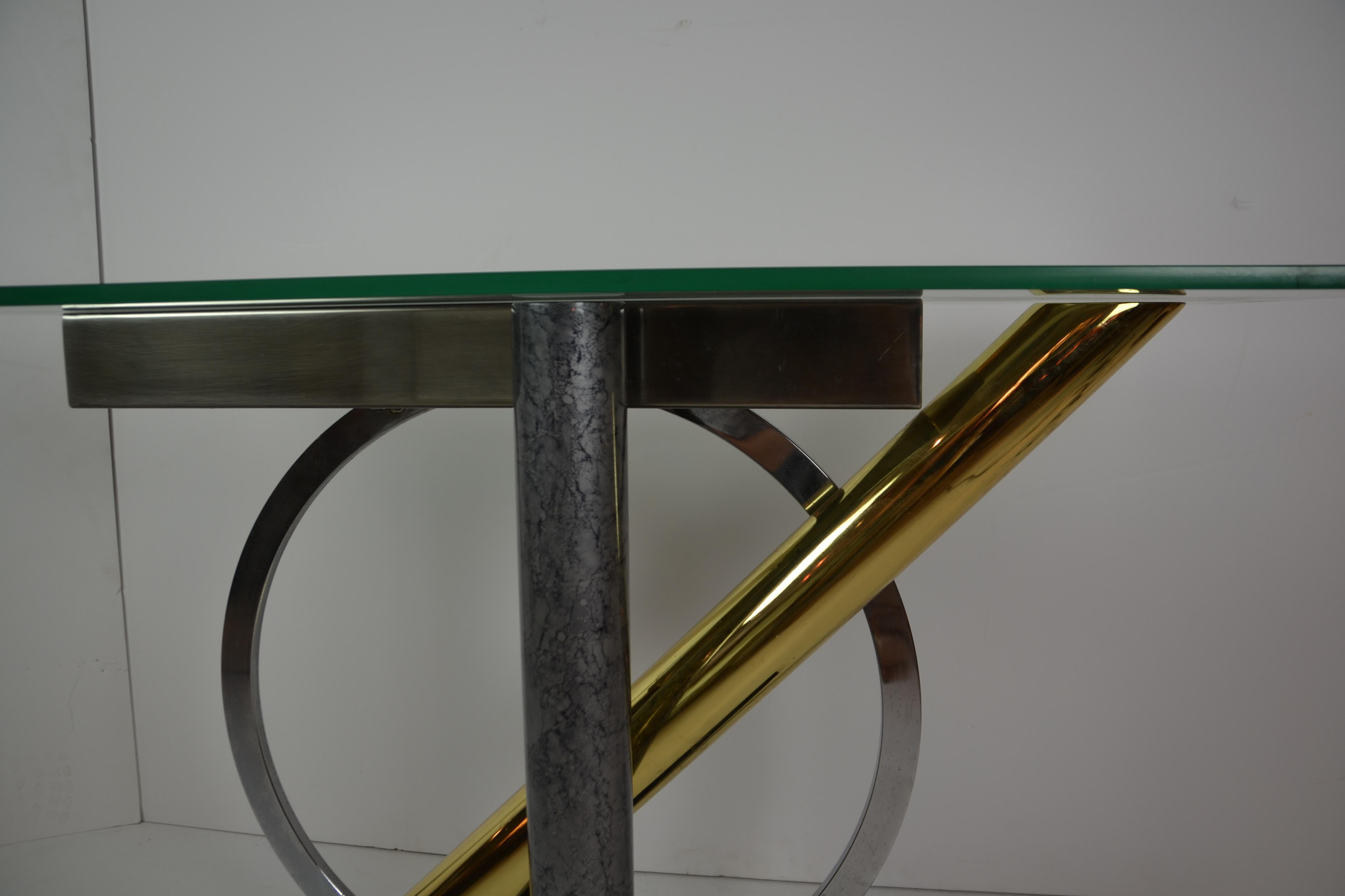 Italian Glass Top Console Table In Good Condition For Sale In Pomona, CA