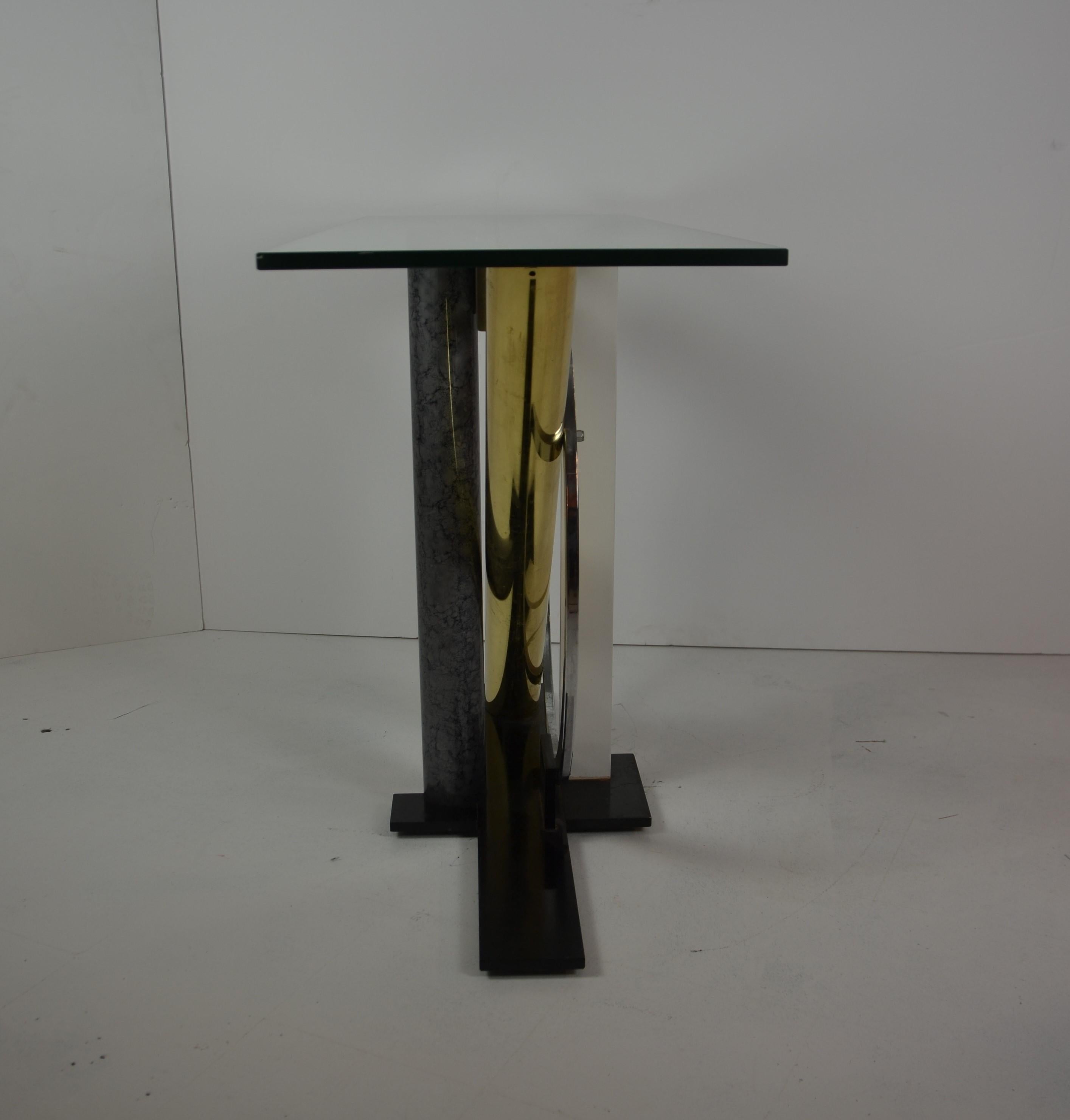 Italian Glass Top Console Table For Sale 1