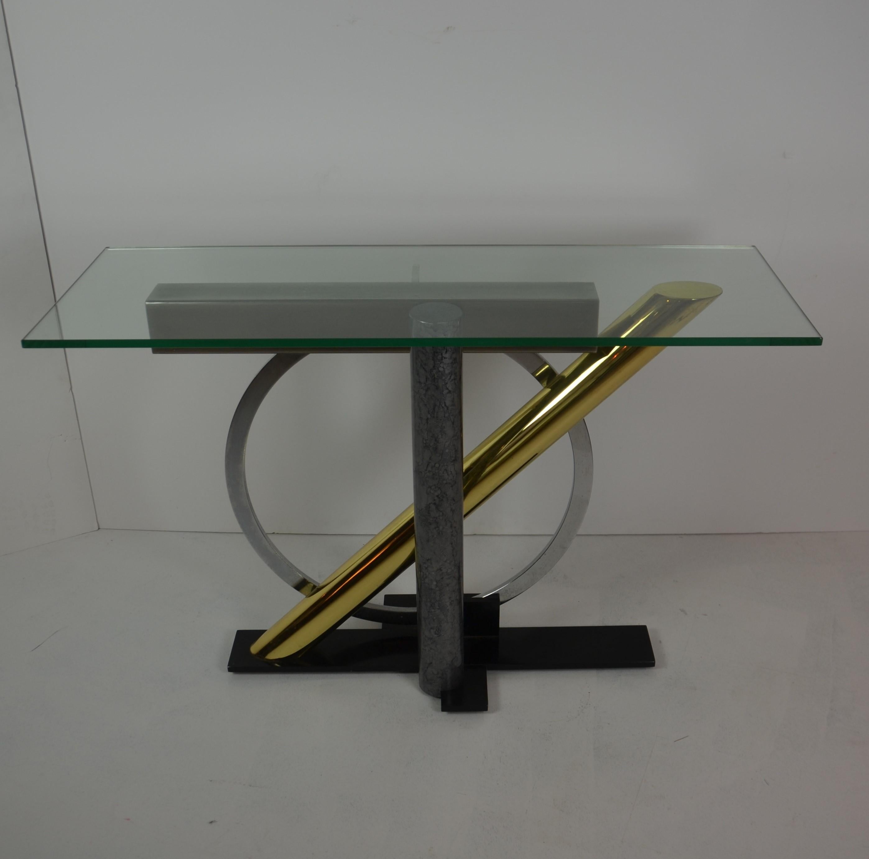 Italian Glass Top Console Table For Sale 2