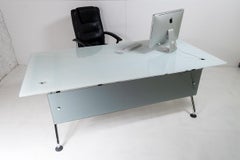 Italian Glass Top on Chrome Executive 'Nomos' Desk by Norman Foster for Tecno