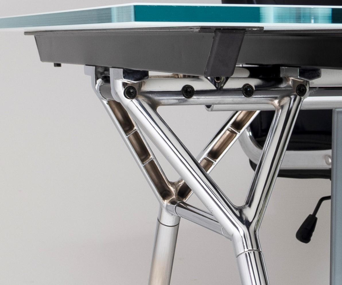Italian Glass Top on Chrome Executive 'Nomos' Desk by Norman Foster for Tecno For Sale 1