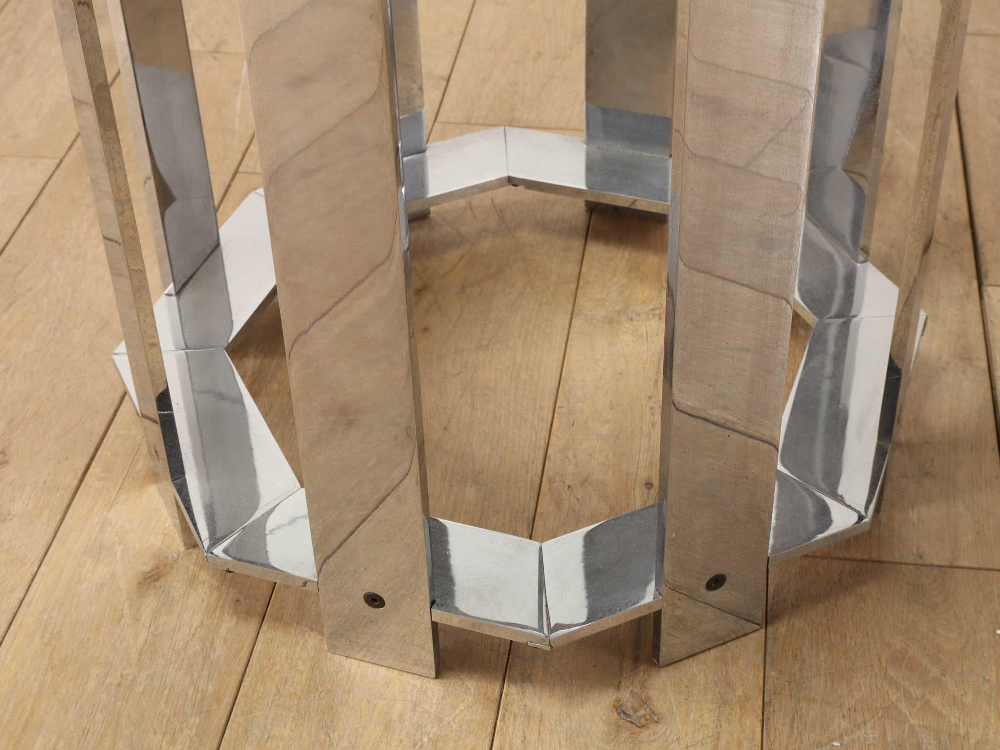 Italian Glass Top Round Table 1970's For Sale 6