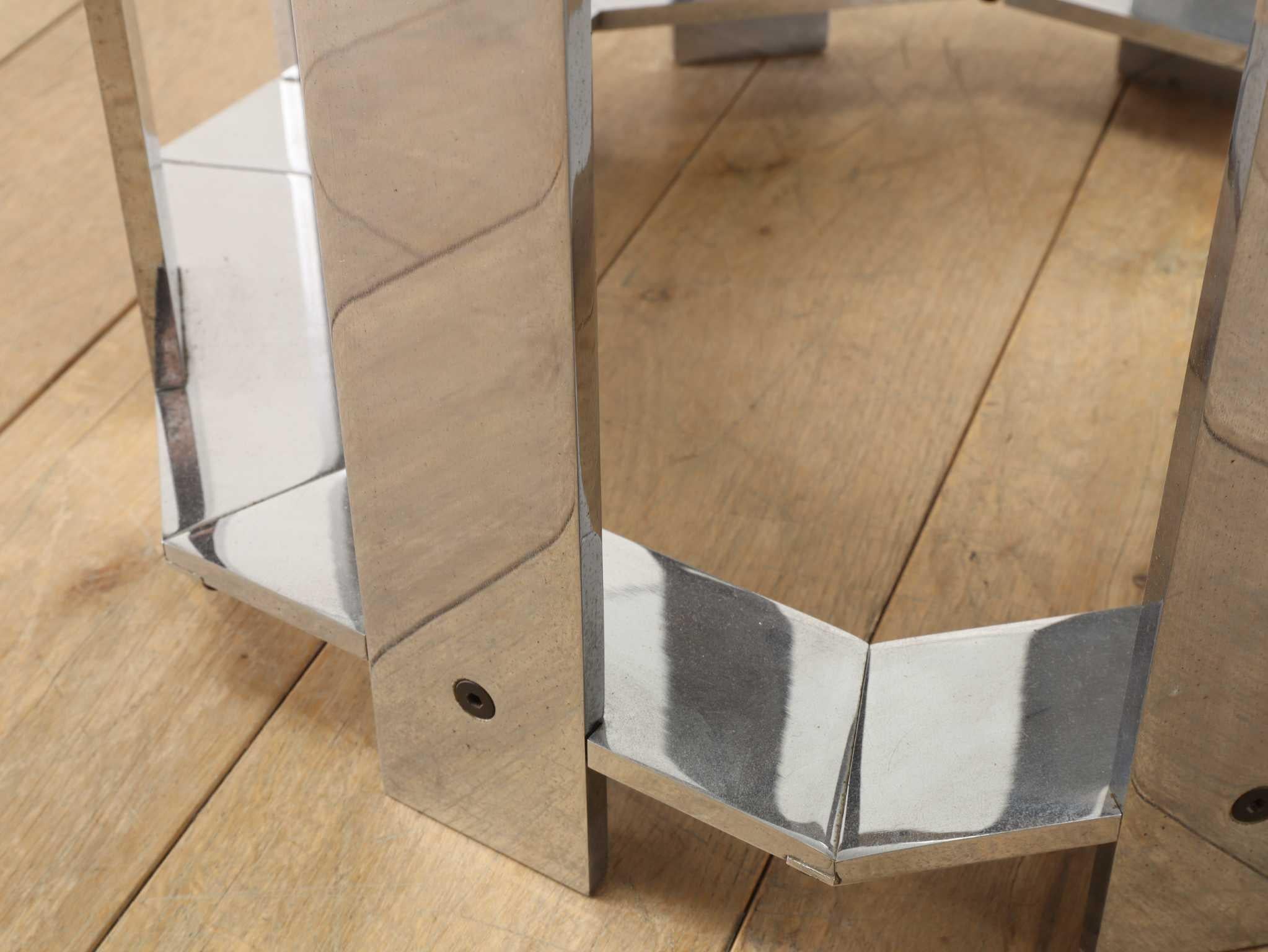 Italian Glass Top Round Table 1970's For Sale 7