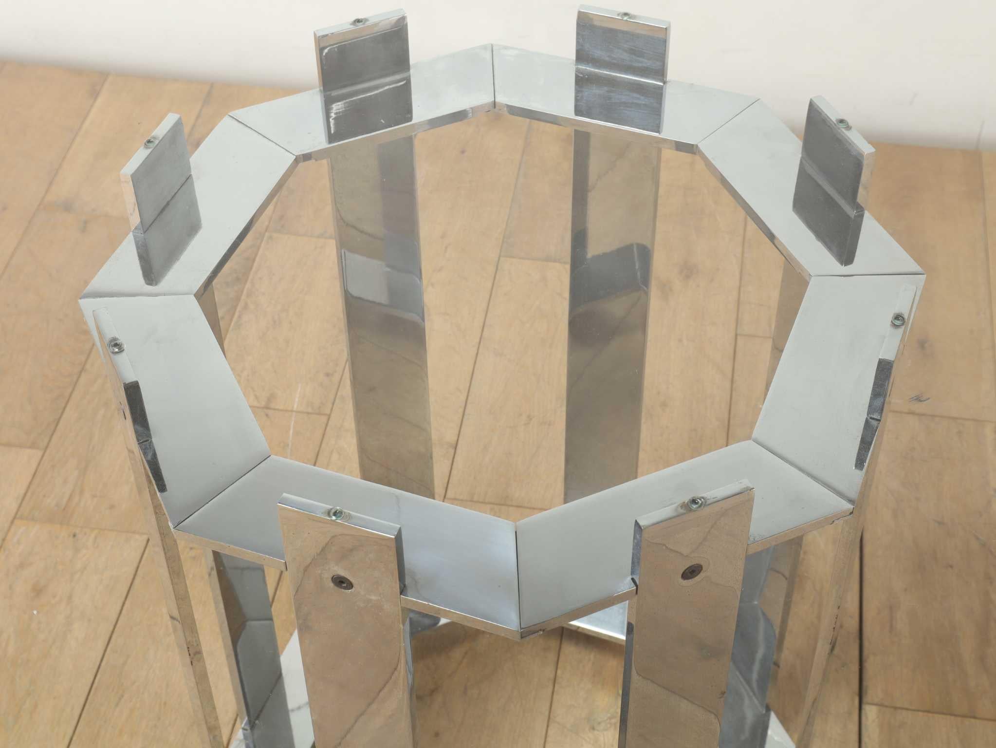 Italian Glass Top Round Table 1970's For Sale 1