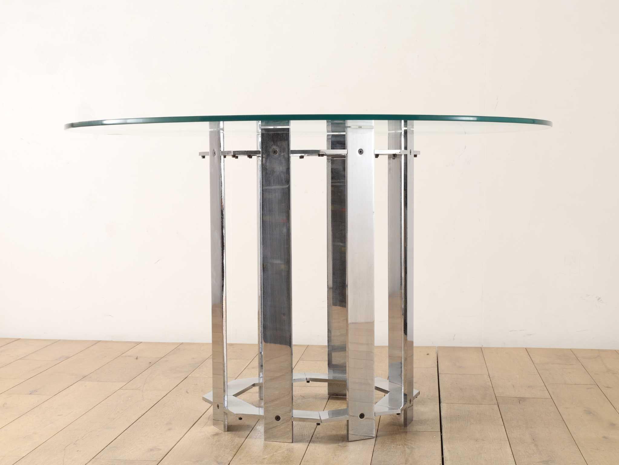Italian Glass Top Round Table 1970's For Sale 3