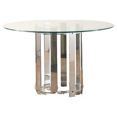 Italian Glass Top Round Table 1970's