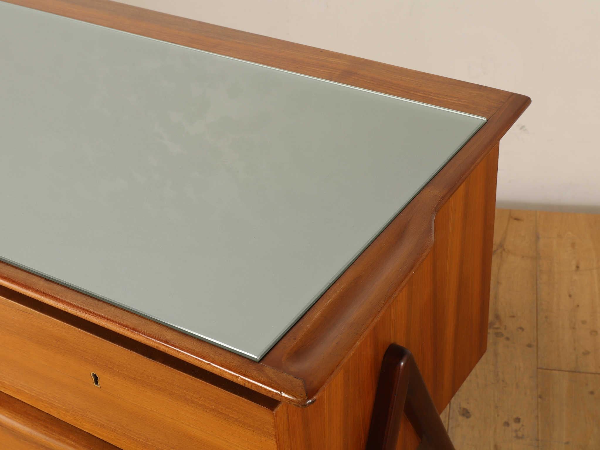 Mid-20th Century Italian Glass Top Sideboard 1950's For Sale