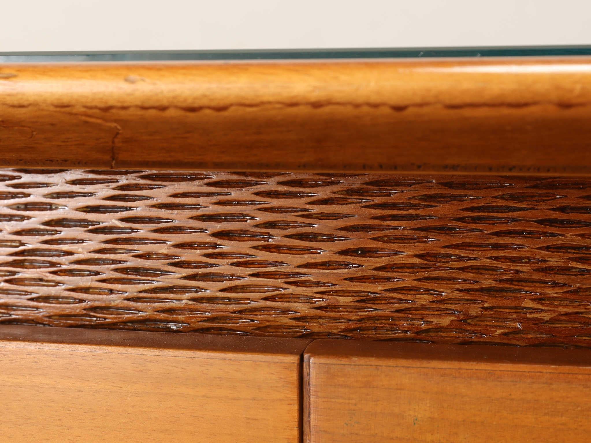 Italian Glass Top Sideboard 1950's For Sale 3