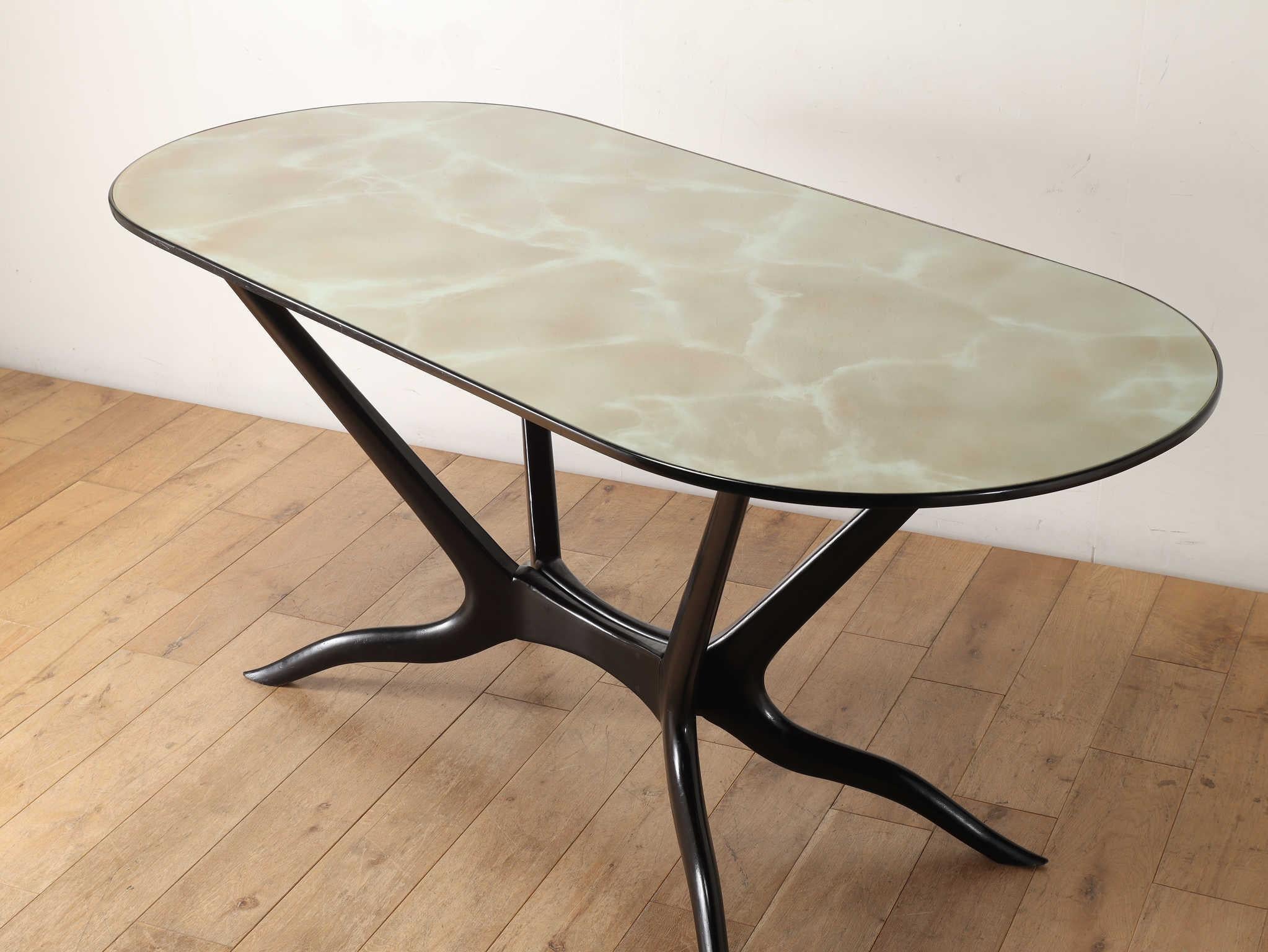 Mid-Century Modern Table italienne à plateau de verre 1950 en vente