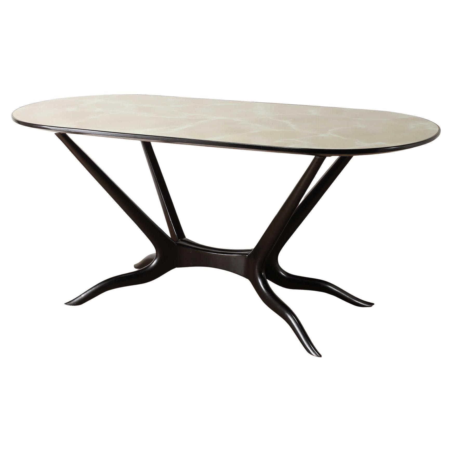 Table italienne à plateau de verre 1950 en vente