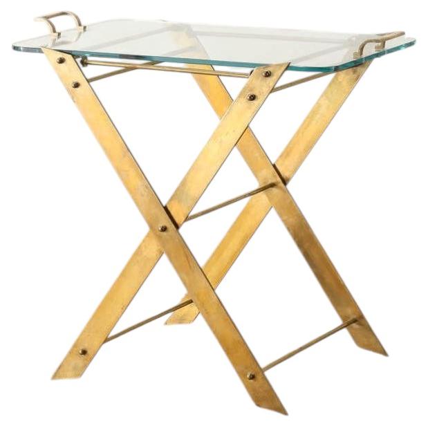 Italian Glass Top Tray Table 1950's For Sale