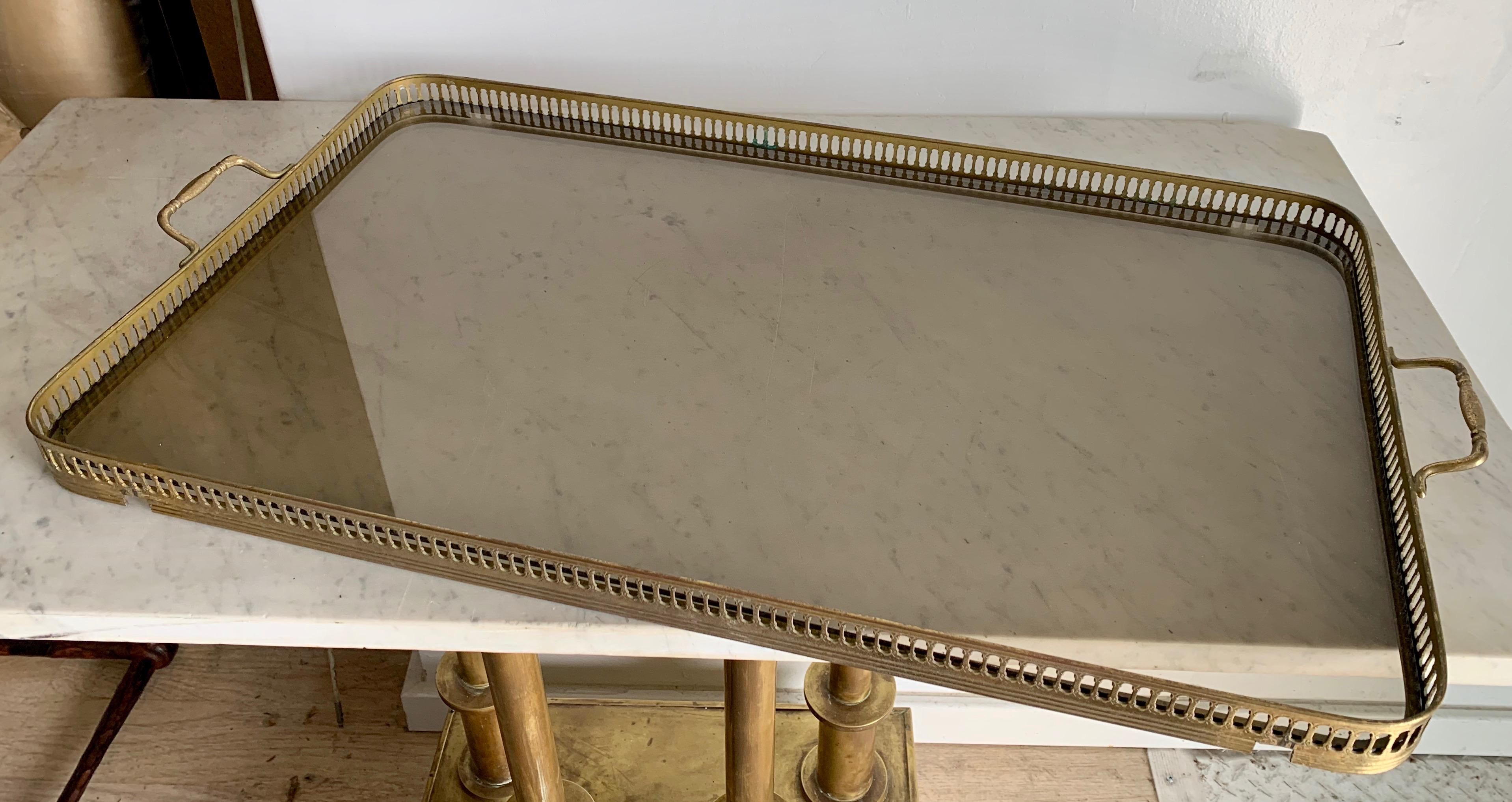 Italian Glass Tray Table with Brass Lion Detailing 5