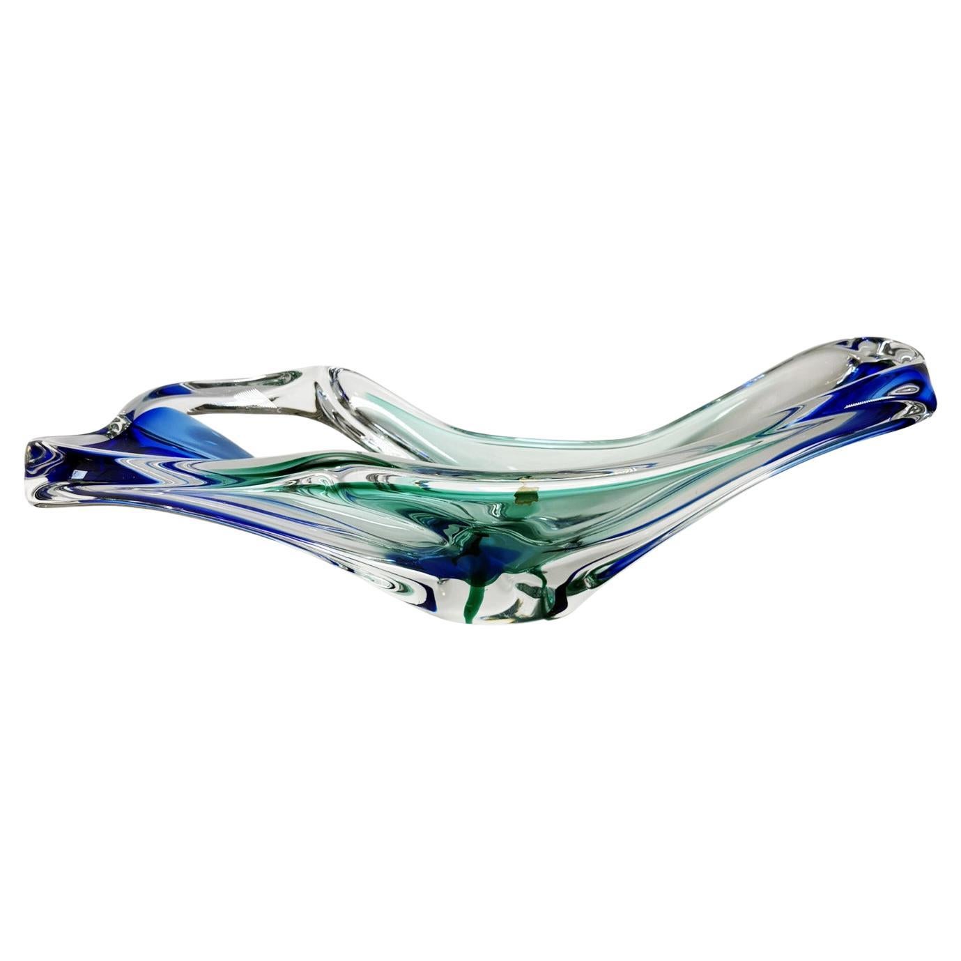 Plat à bibelots en verre italien, 1970 en vente