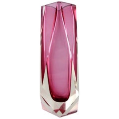 Italian Glass Vase in Pink, Designed in the 1960s-1970s