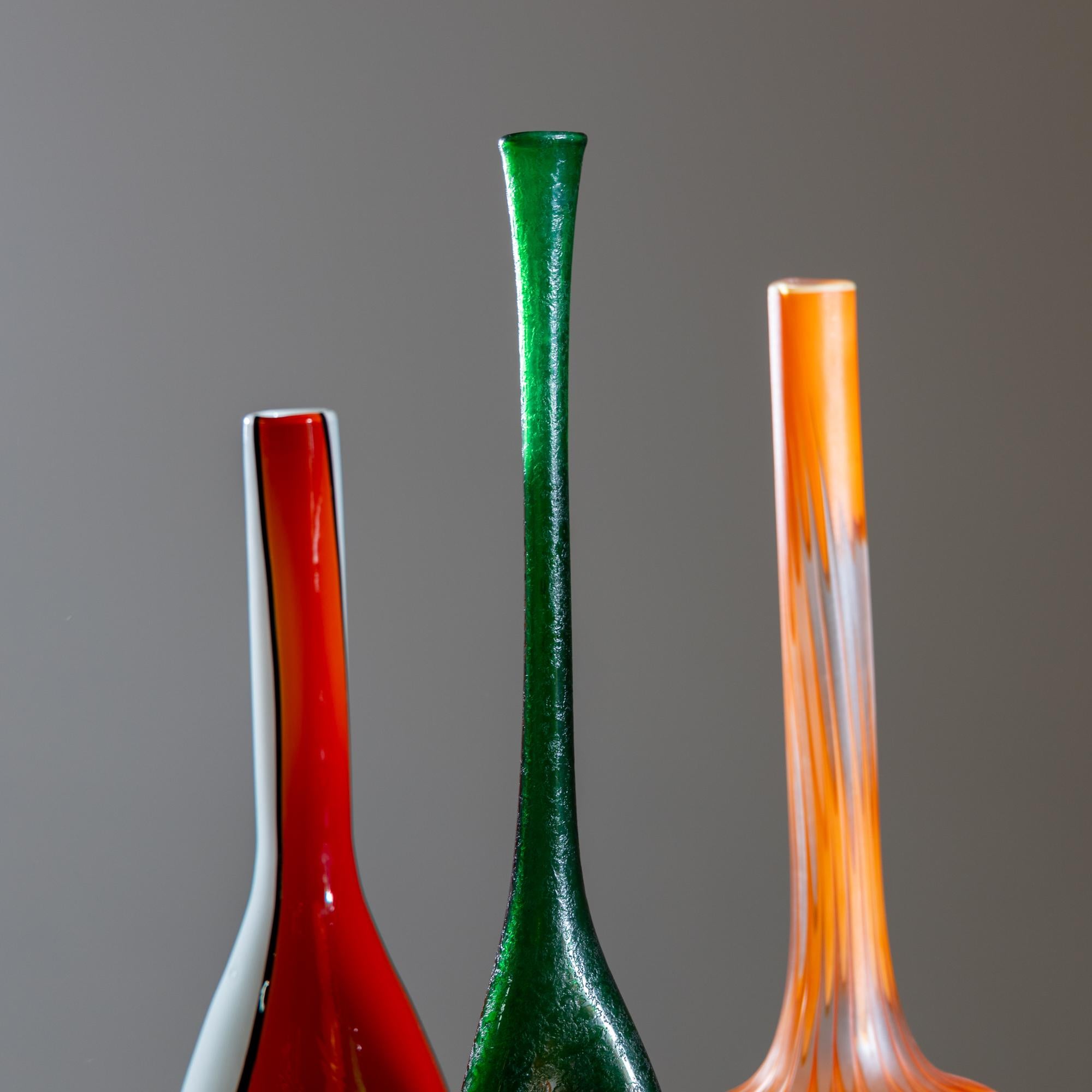 Murano Glass Italian Glass Vases, Murano and Seguso, Mid-20th Century