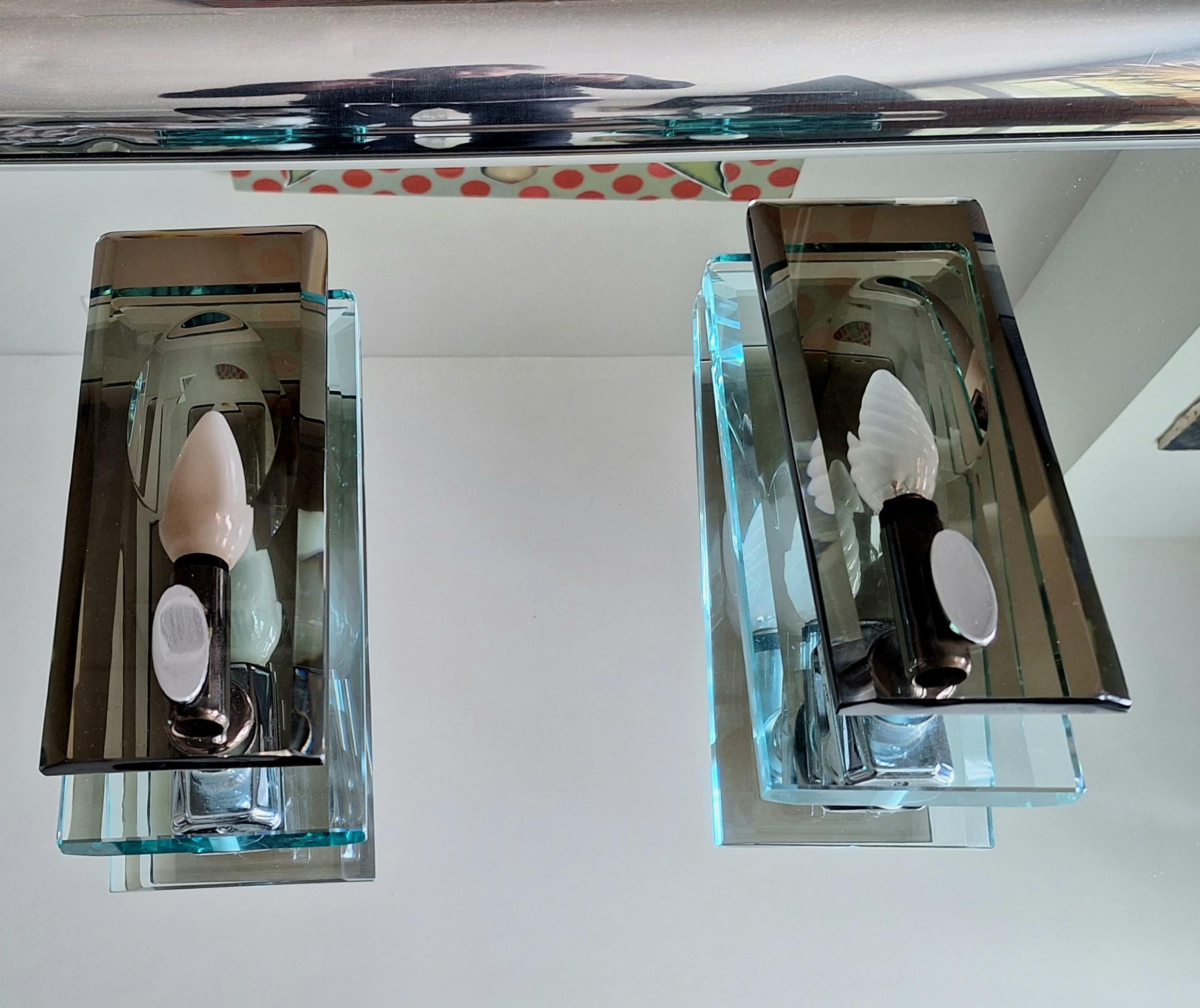 italian Glass wall scones attributed to Max Ingrand For Sale 1