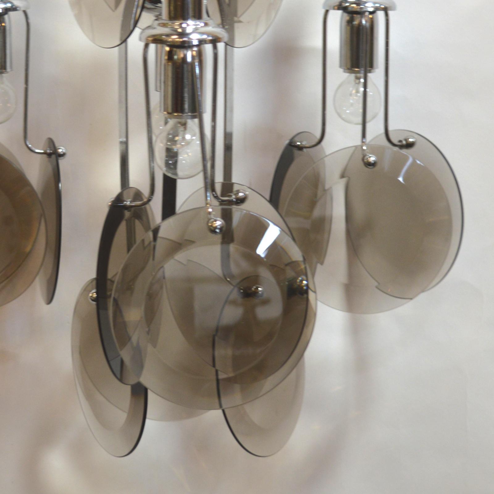 Italian glass with metal, 4 lights chandelier.