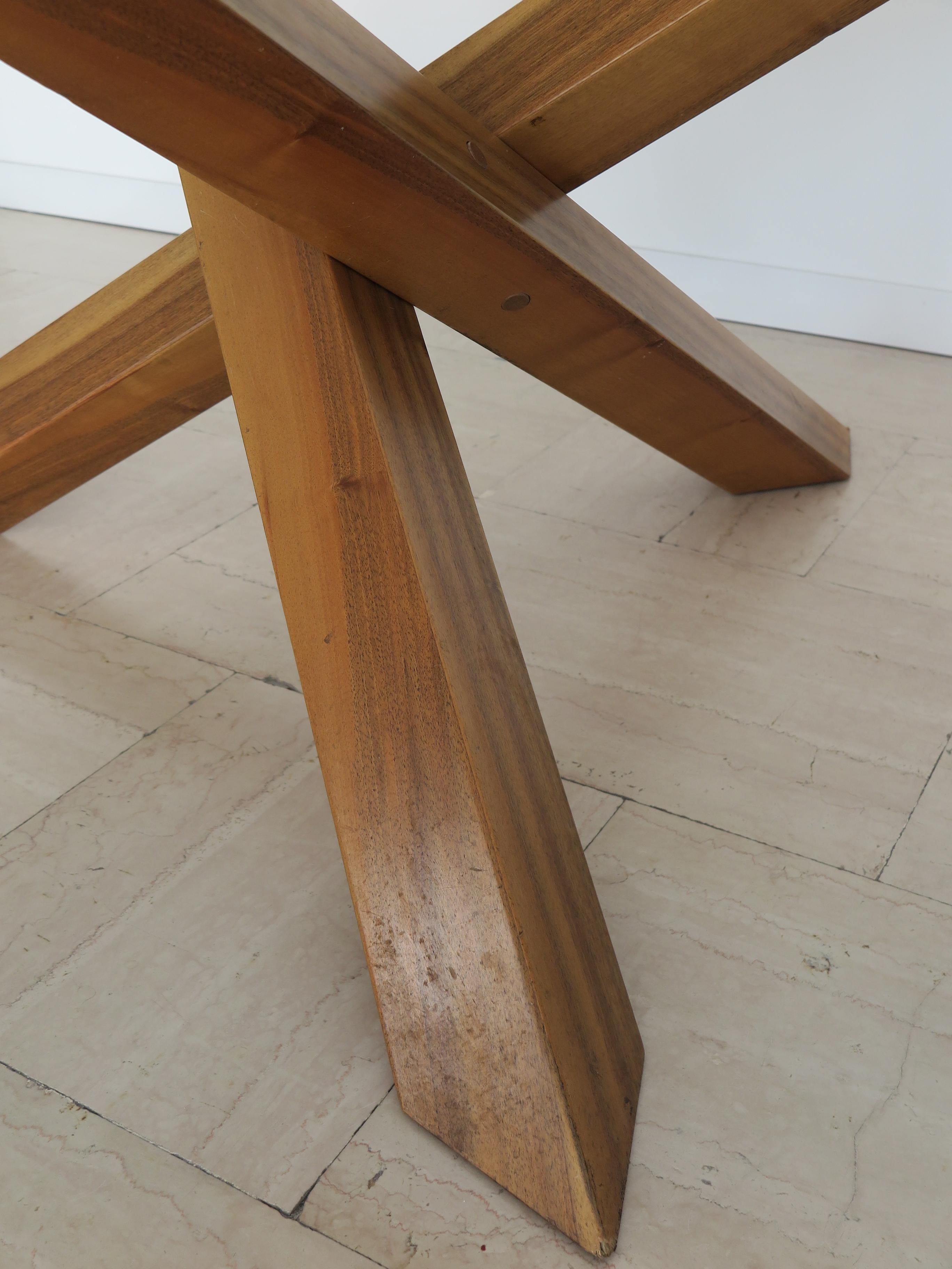 Italian Glass Wood Dining Table Mario Bellini Style 1980s For Sale 8