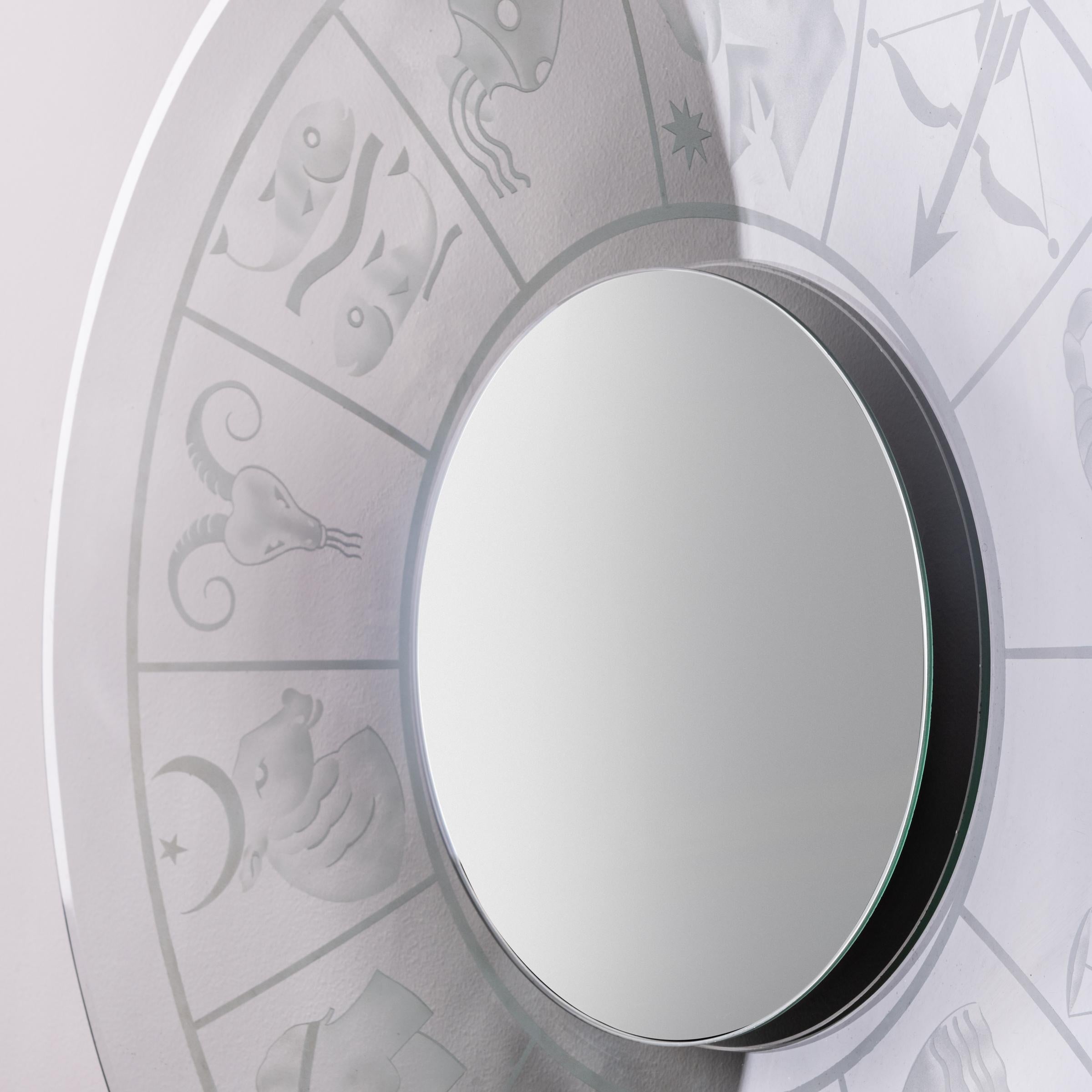 Italiano Specchio Zodiaco in vetro italiano in vendita