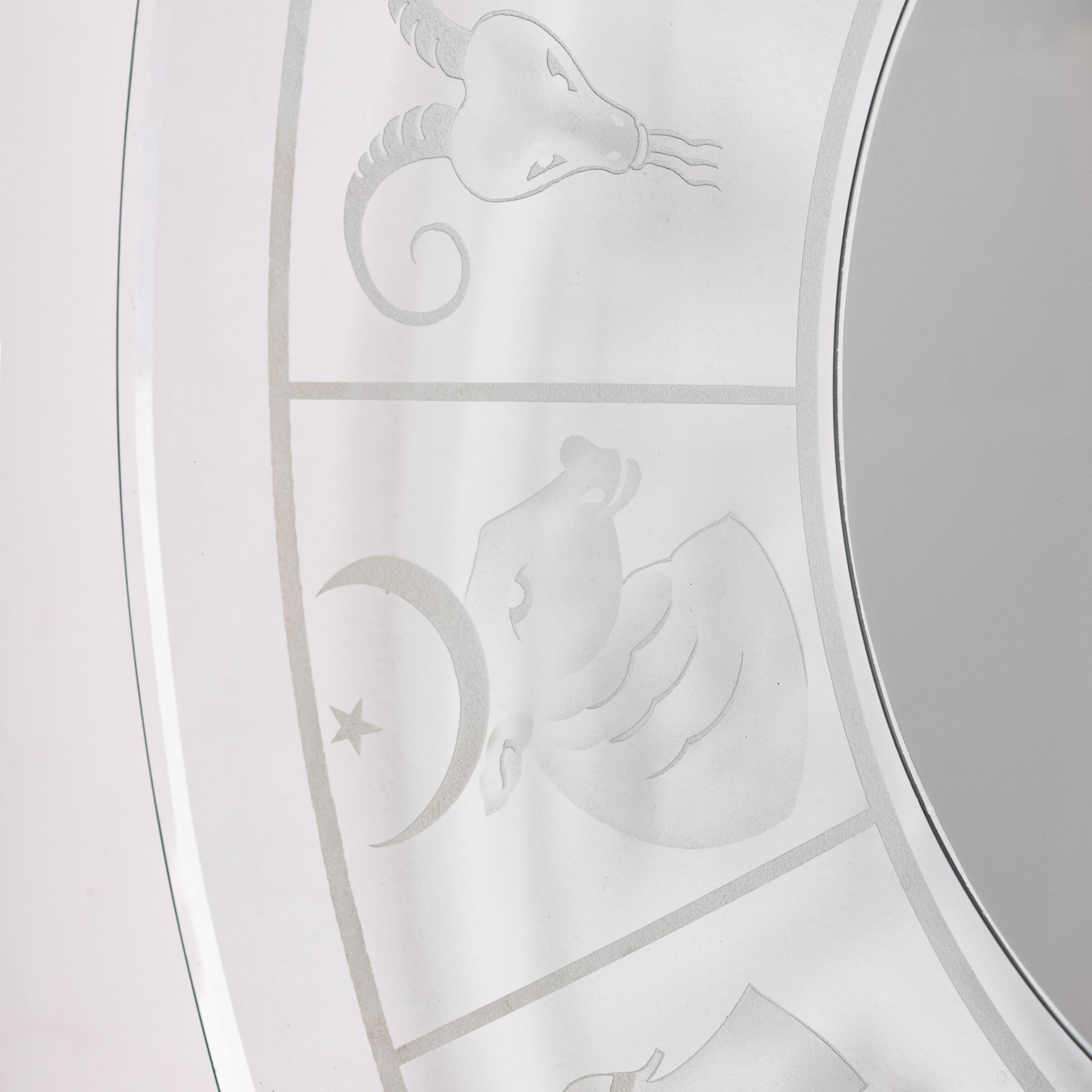 Mid-20th Century Italian Glass Zodiac Mirror For Sale