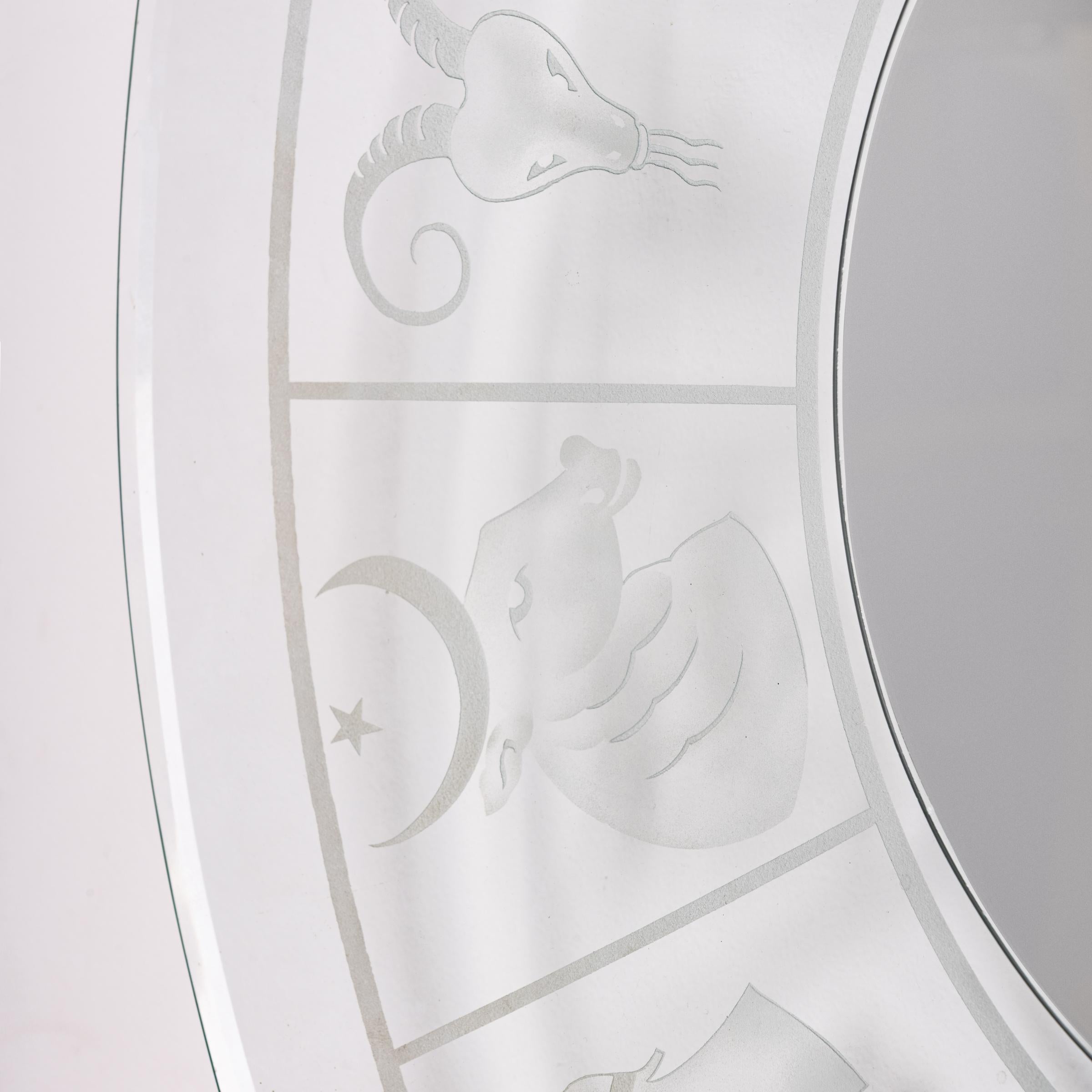 Specchio Zodiaco in vetro italiano In condizioni buone in vendita a Los Angeles, CA