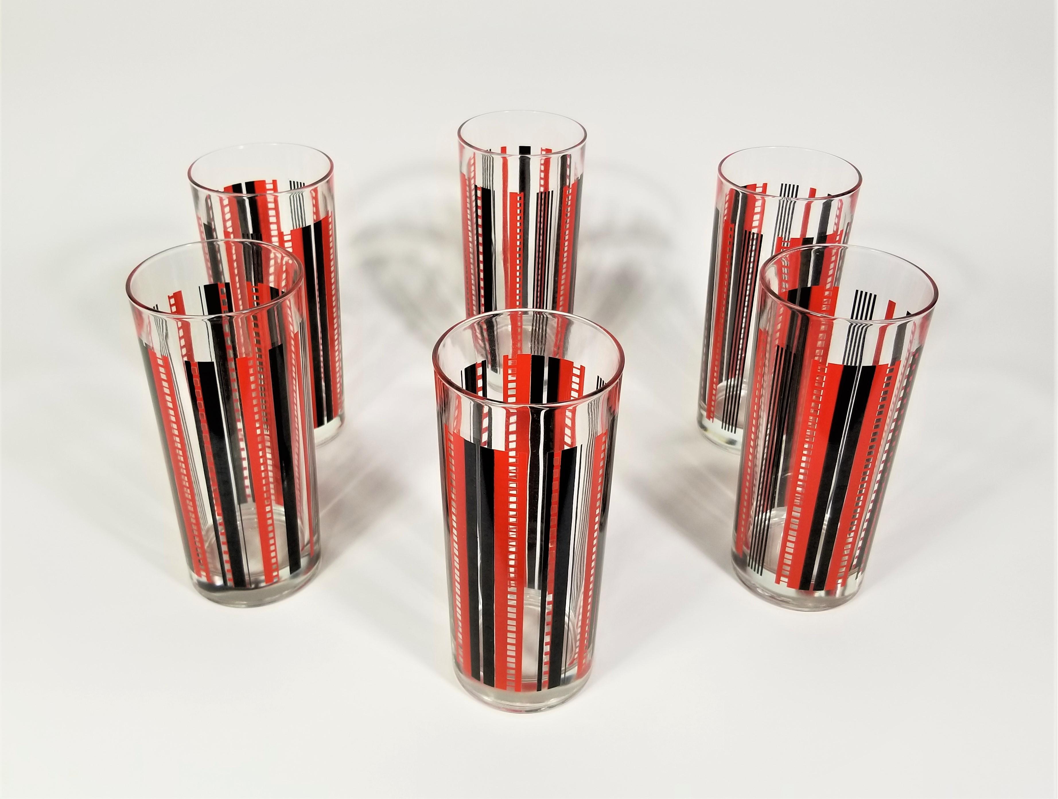 Italian Glassware Barware Black and Red Mid Century Made in Italy For Sale 8