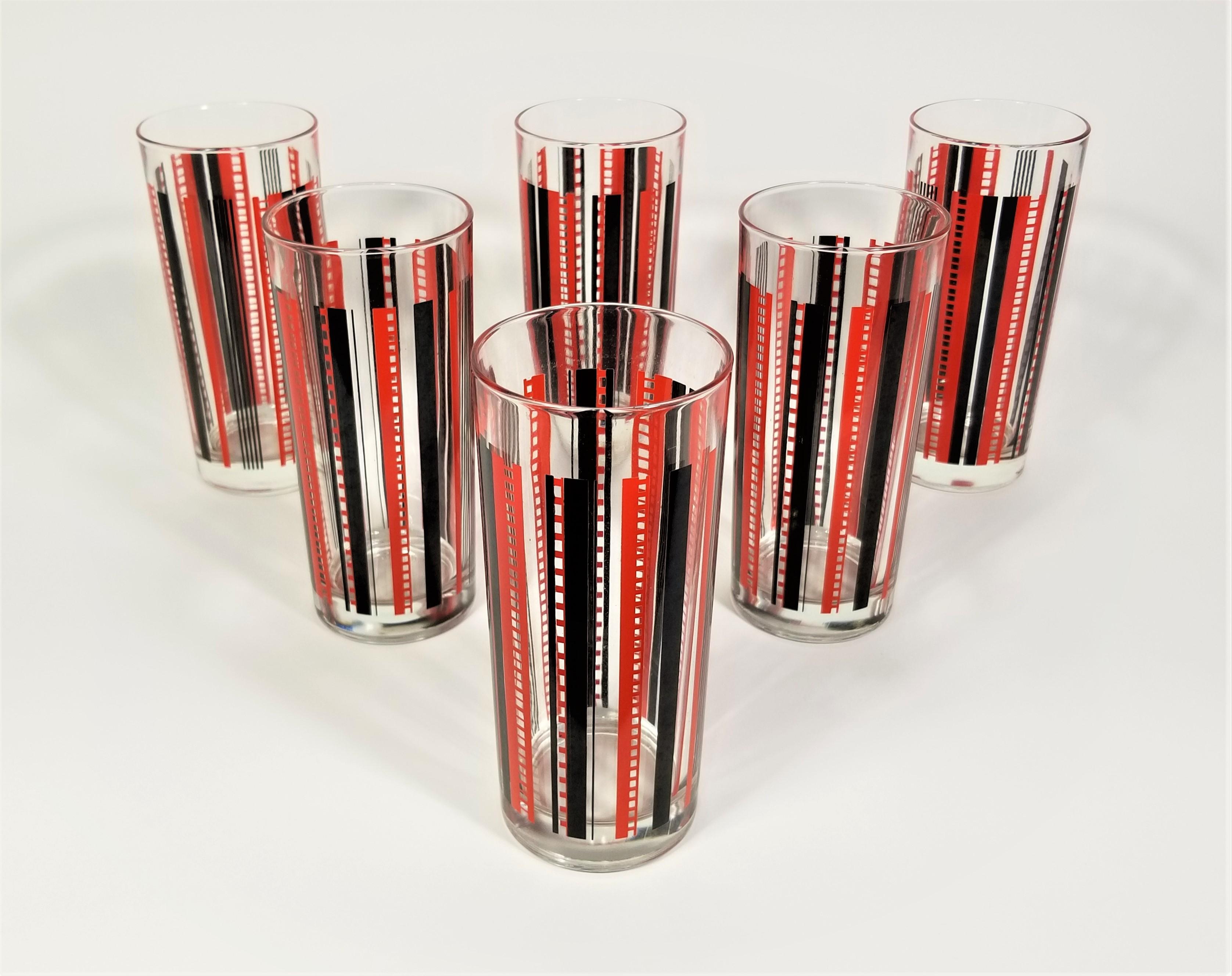 Italian Glassware Barware Black and Red Mid Century Made in Italy For Sale 9