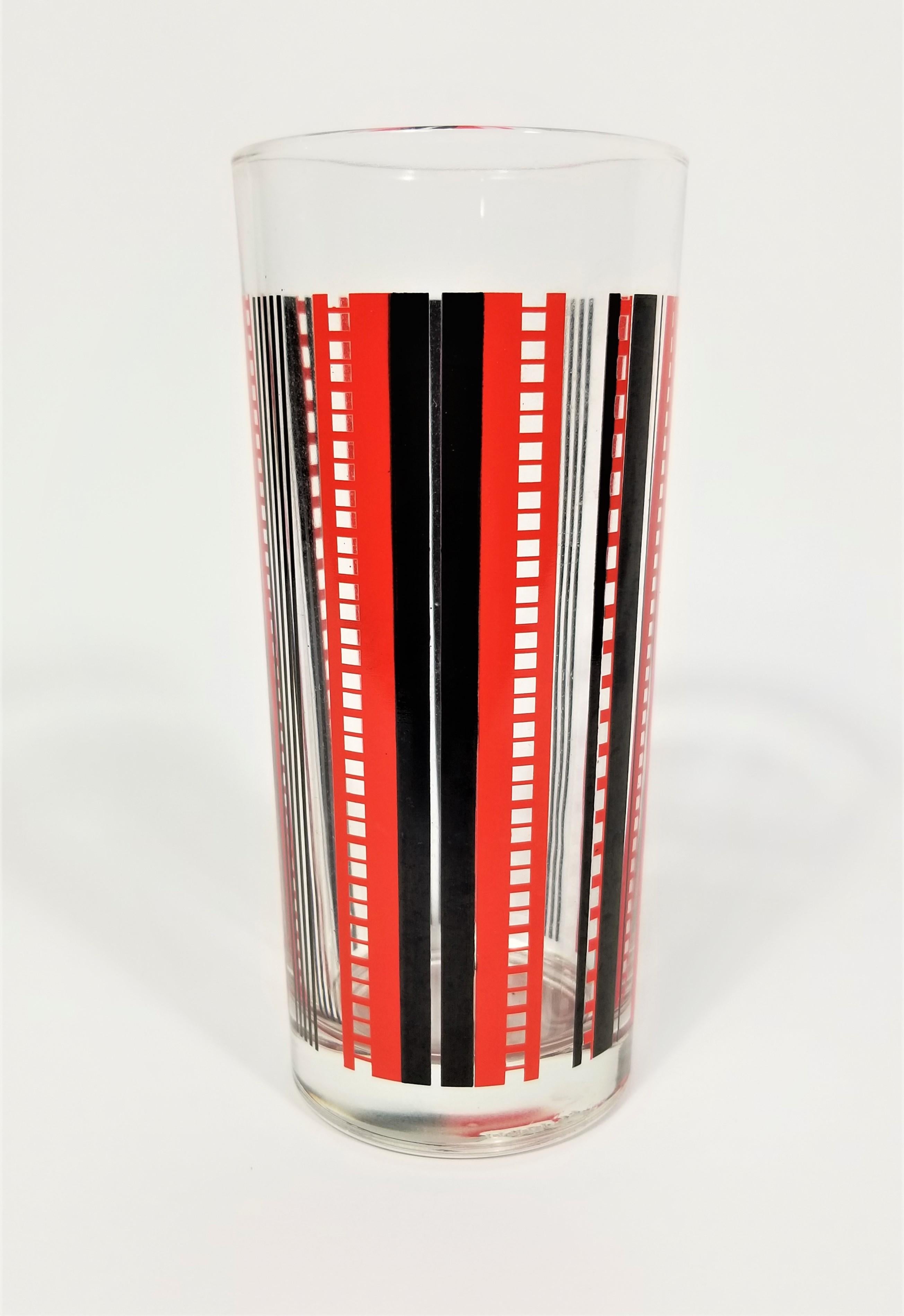 Italian Glassware Barware Black and Red Mid Century Made in Italy For Sale 2